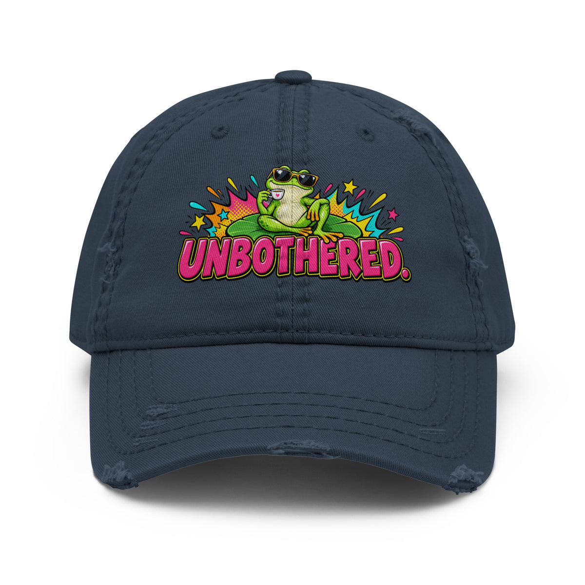 Sarcastic Humor Lovers | Distressed Dad Hat — UNBOTHERED. by printfluence