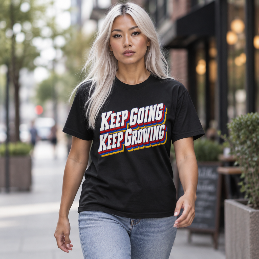 Inspirational Quotes Lovers | Unisex Active T-Shirt — KEEP GOING KEEP GROWING by printfluence