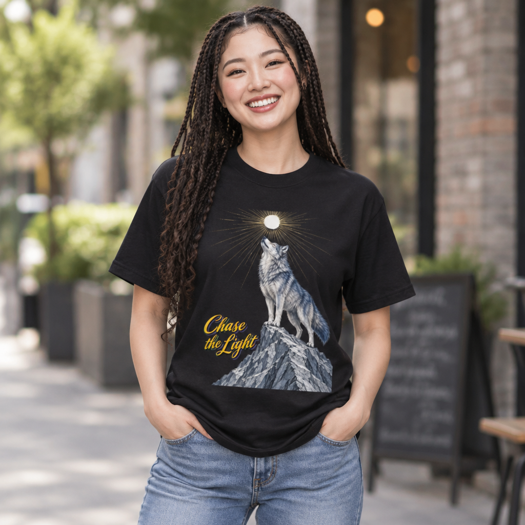 Inspirational Quotes Lovers | Unisex Max Heavyweight Short Sleeve — Chase the Light by printfluence