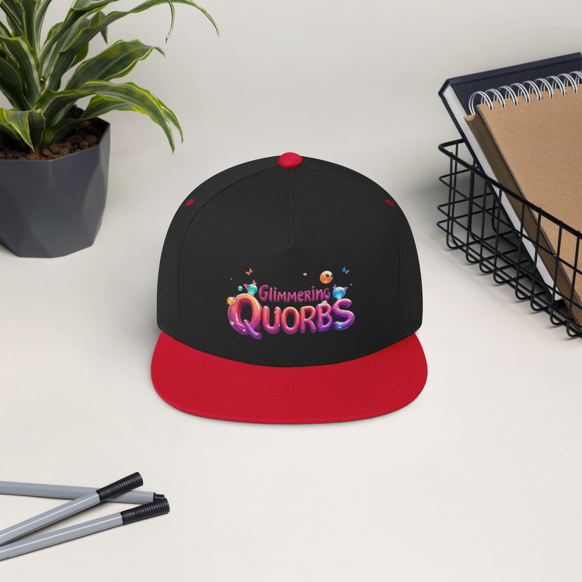 Flat Bill Cap - Glimmering Quorbs Flat Bill Cap – Luxury Glow for Elite Trendsetters by printfluence.net