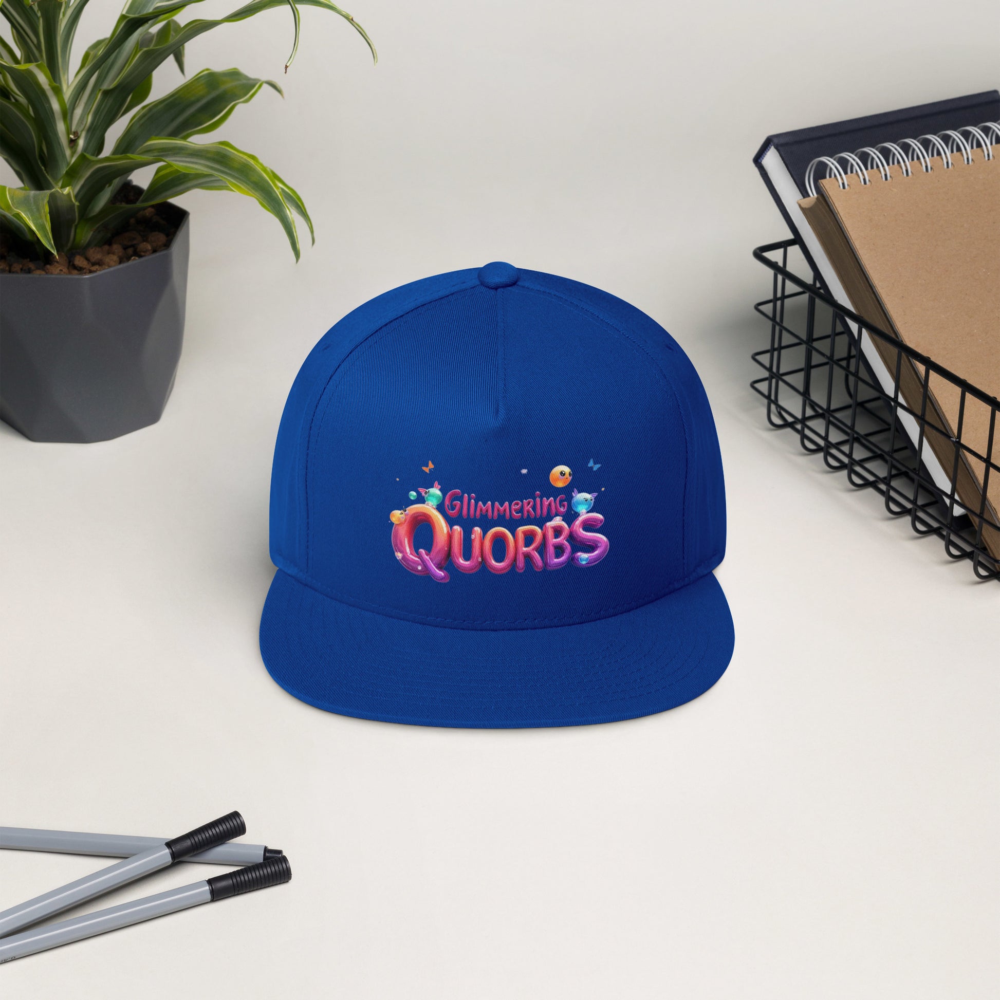 Flat Bill Cap - Glimmering Quorbs Flat Bill Cap – Luxury Glow for Elite Trendsetters by printfluence.net