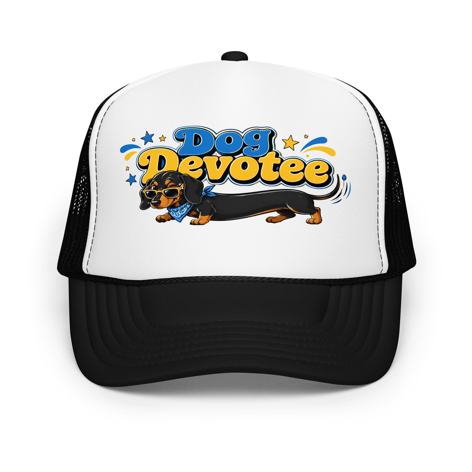 Dachshund Dog Devotee Foam Trucker Hat - Cool Wiener Dog Lover Graphic Mesh Cap by printfluence.net