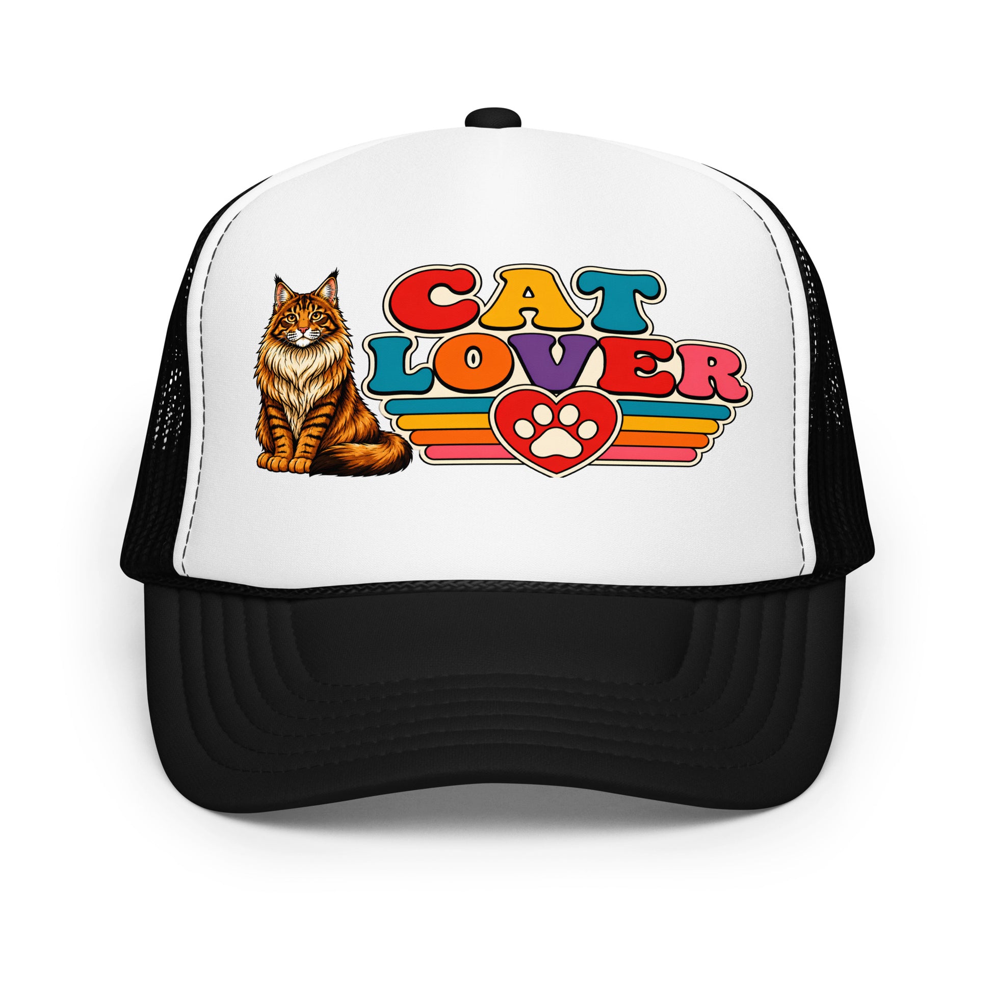 Retro Cat Lover Maine Coon | Foam Trucker Hat for Cat Lovers by printfluence.net