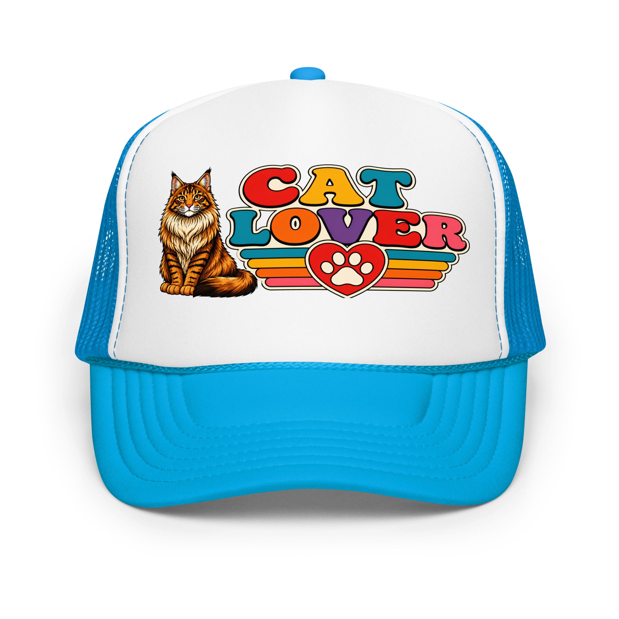 Retro Cat Lover Maine Coon | Foam Trucker Hat for Cat Lovers by printfluence.net
