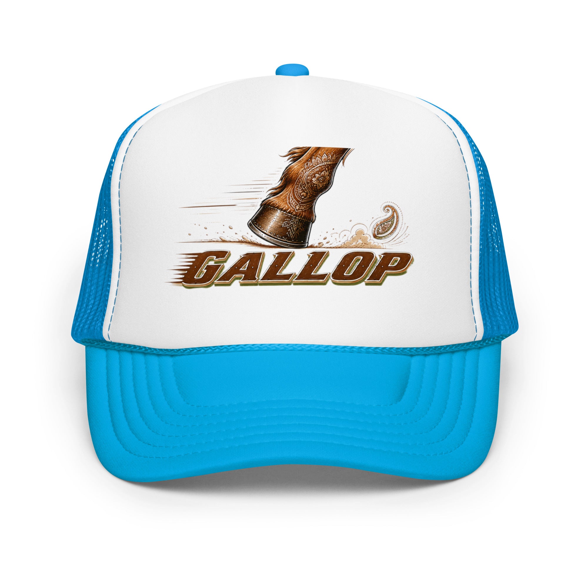 Horse Lovers Foam Trucker Hat Gallop – Majestic Hoof & Dynamic Motion Graphic Cap by printfluence.net