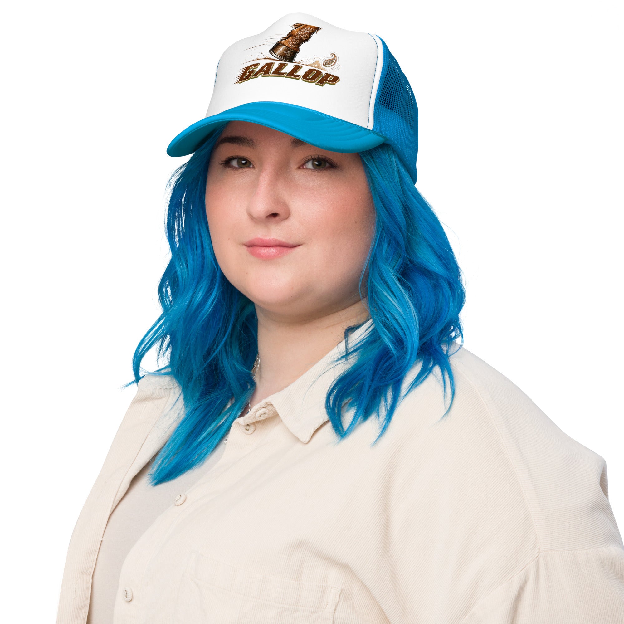 Horse Lovers Foam Trucker Hat Gallop – Majestic Hoof & Dynamic Motion Graphic Cap by printfluence.net