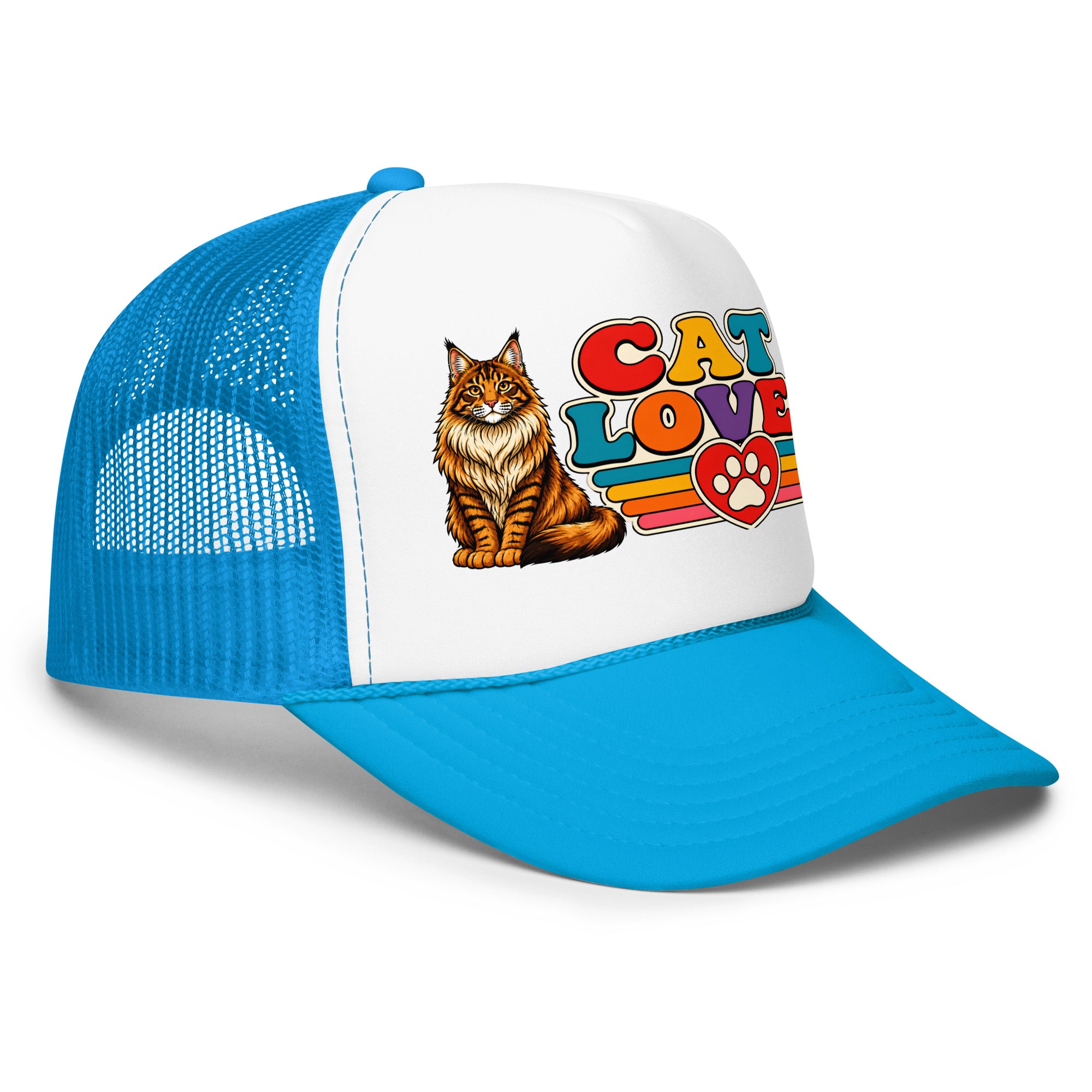 Retro Cat Lover Maine Coon | Foam Trucker Hat for Cat Lovers by printfluence.net