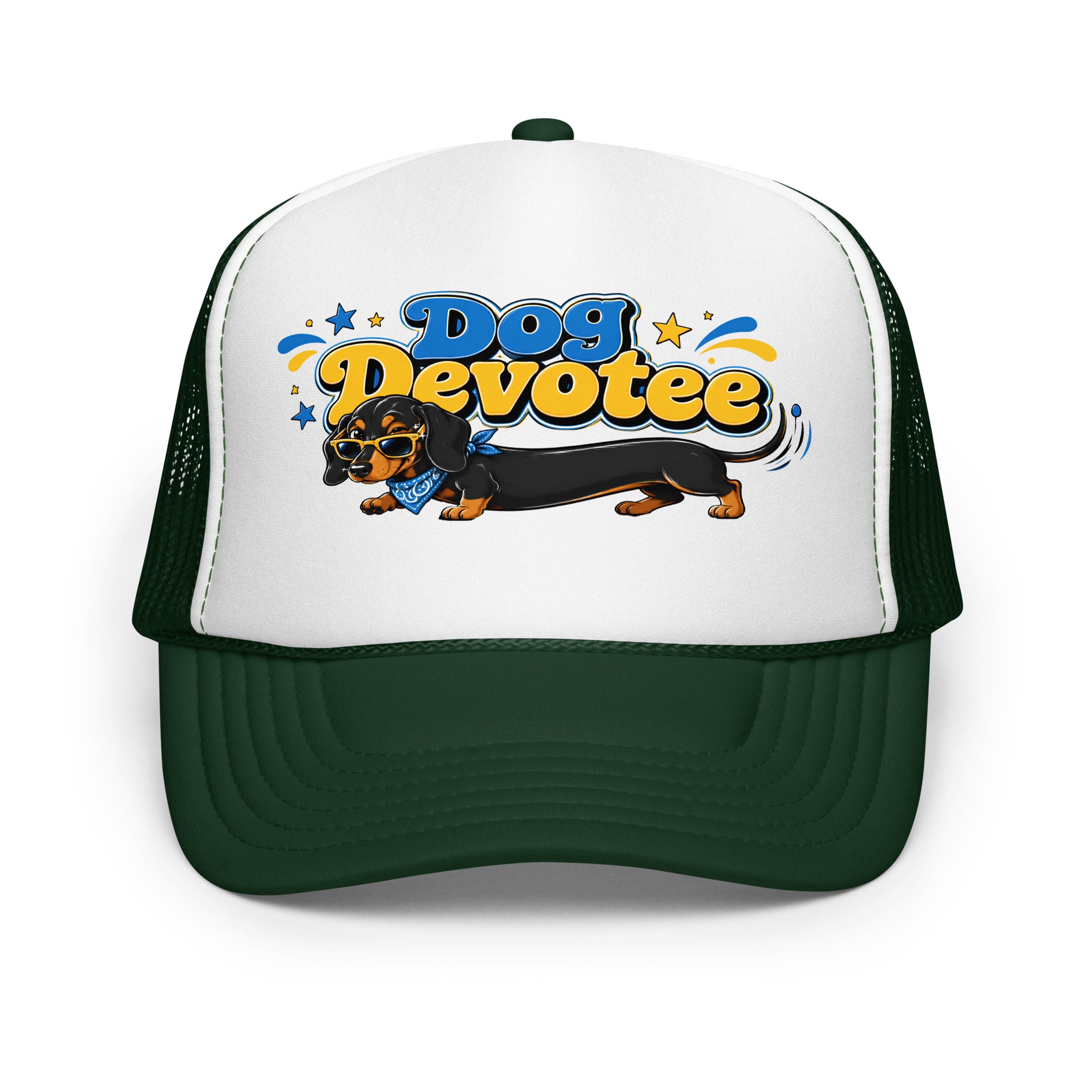 Dachshund Dog Devotee Foam Trucker Hat - Cool Wiener Dog Lover Graphic Mesh Cap by printfluence.net