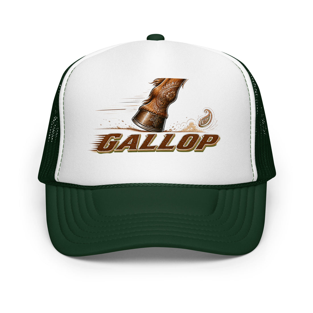 Horse Lovers Foam Trucker Hat Gallop – Majestic Hoof & Dynamic Motion Graphic Cap by printfluence.net