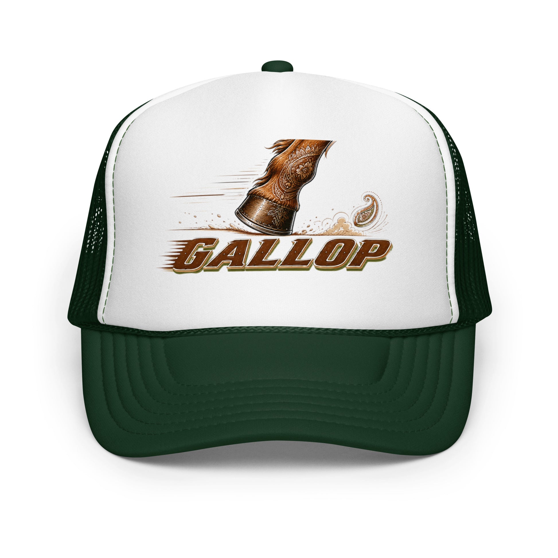 Horse Lovers Foam Trucker Hat Gallop – Majestic Hoof & Dynamic Motion Graphic Cap by printfluence.net