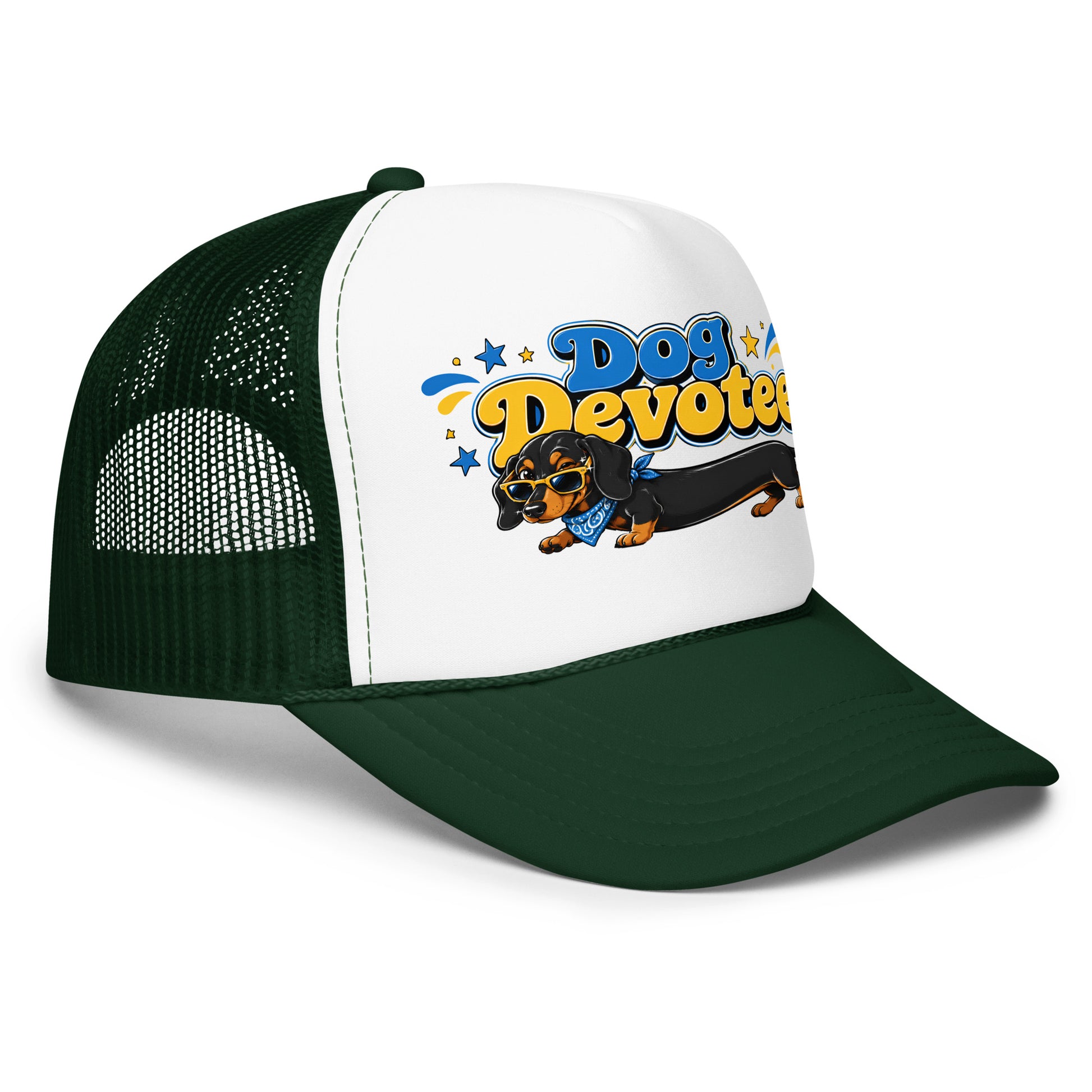 Dachshund Dog Devotee Foam Trucker Hat - Cool Wiener Dog Lover Graphic Mesh Cap by printfluence.net