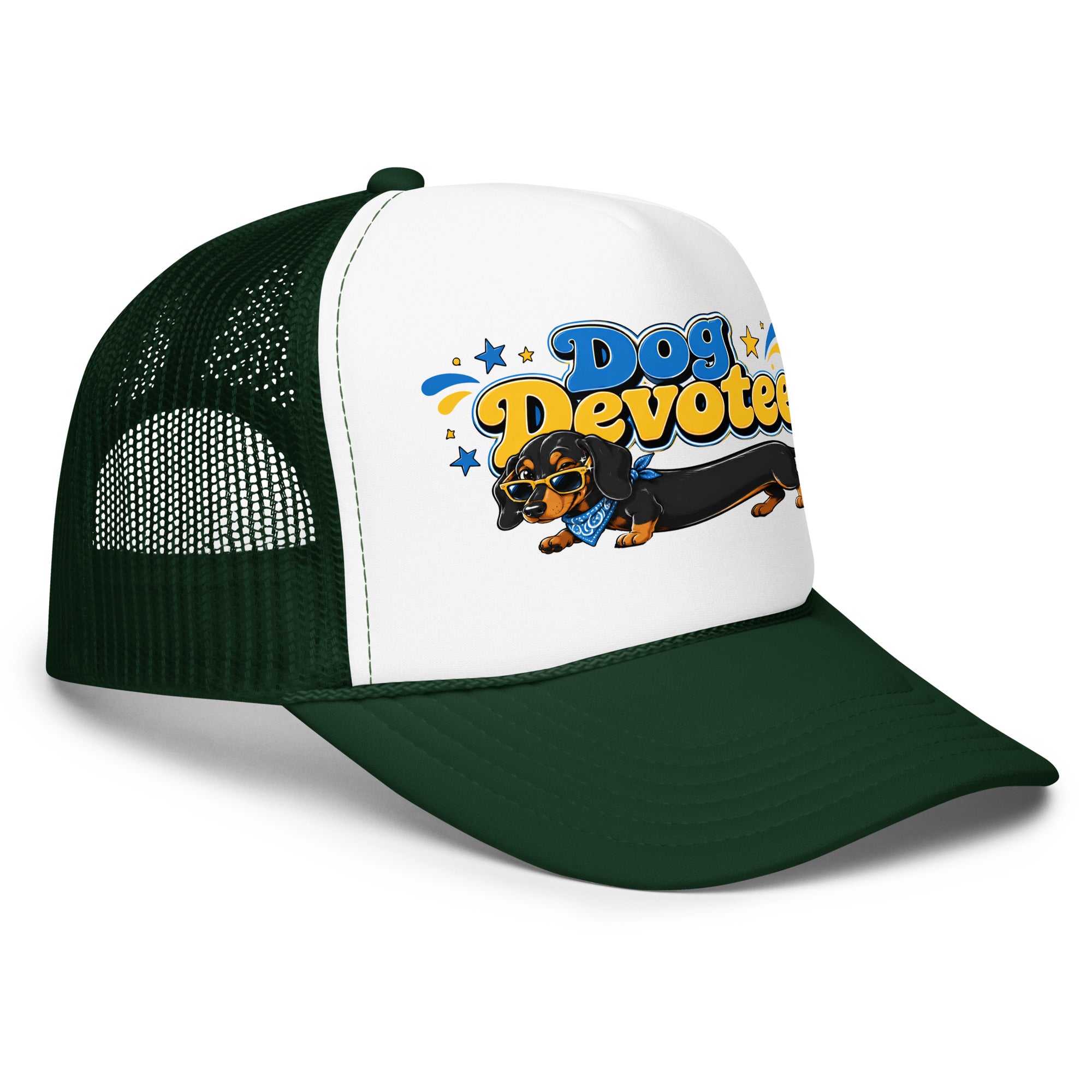 Dachshund Dog Devotee Foam Trucker Hat - Cool Wiener Dog Lover Graphic Mesh Cap by printfluence.net