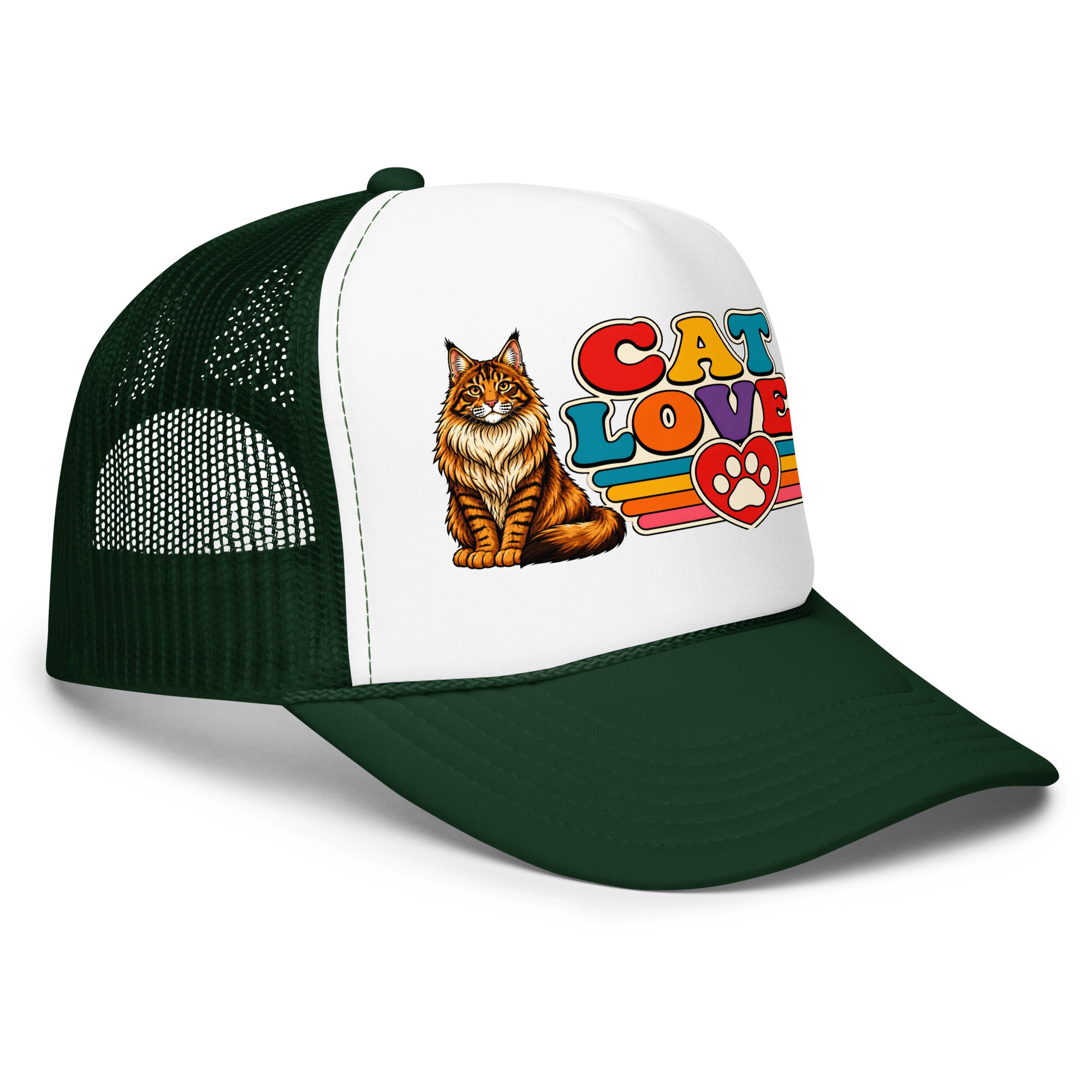 Retro Cat Lover Maine Coon | Foam Trucker Hat for Cat Lovers by printfluence.net