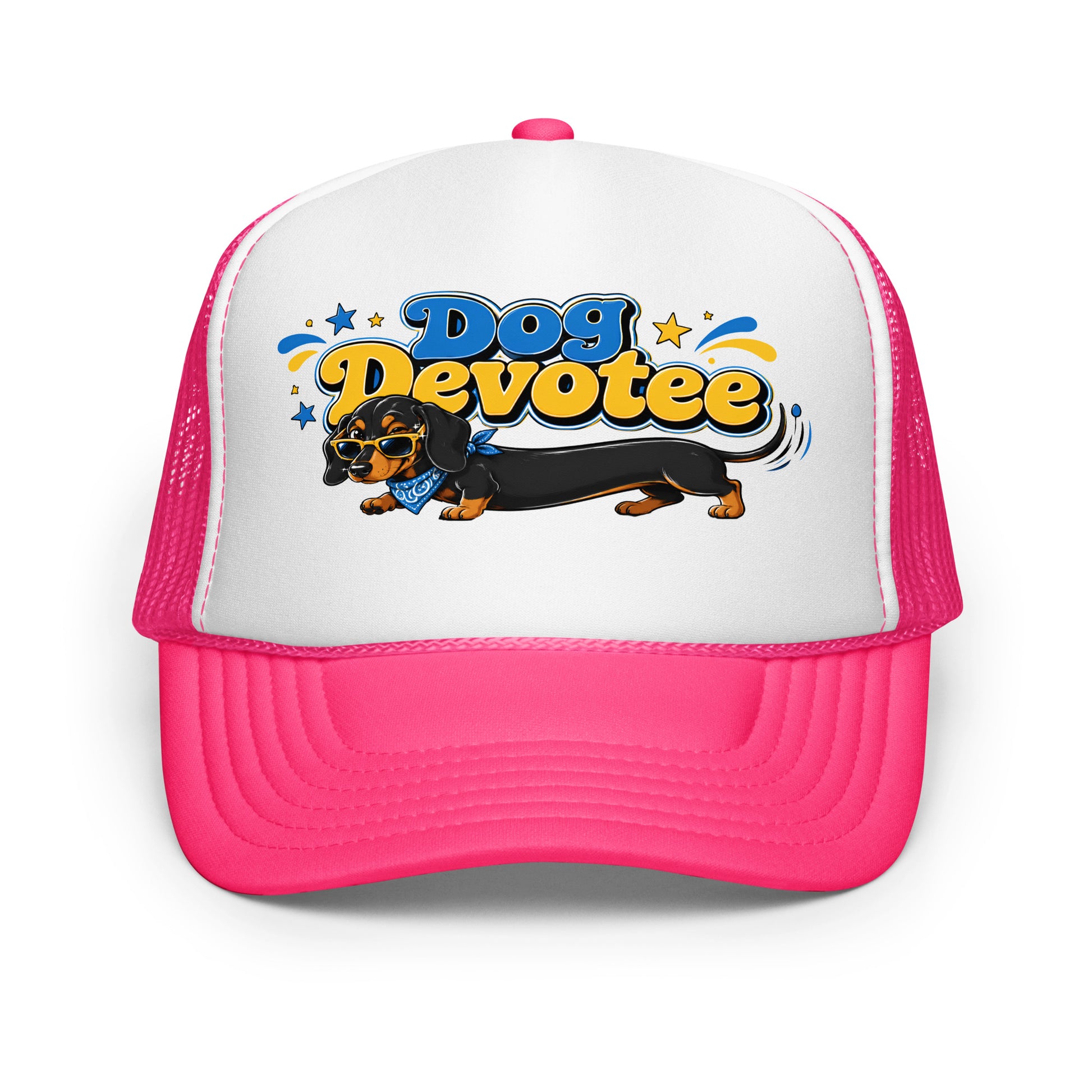Dachshund Dog Devotee Foam Trucker Hat - Cool Wiener Dog Lover Graphic Mesh Cap by printfluence.net