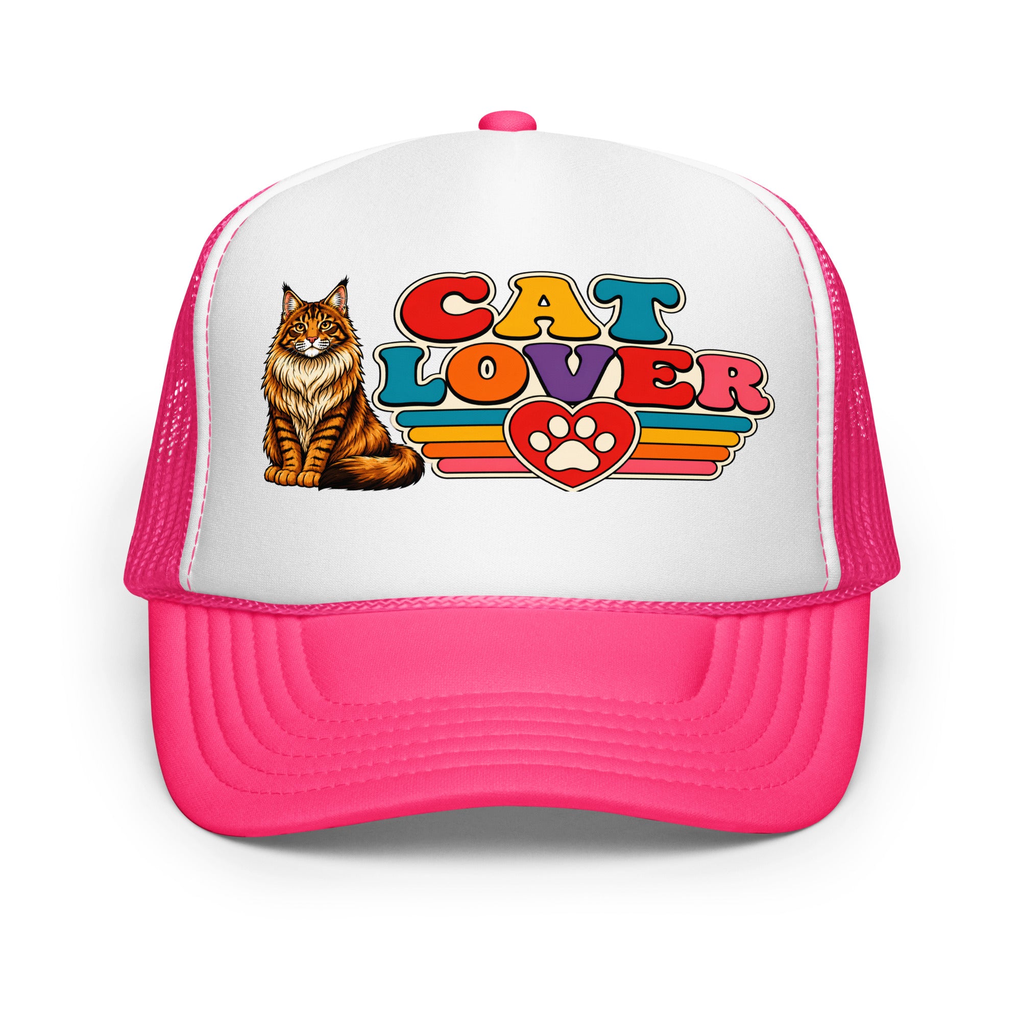 Retro Cat Lover Maine Coon | Foam Trucker Hat for Cat Lovers by printfluence.net