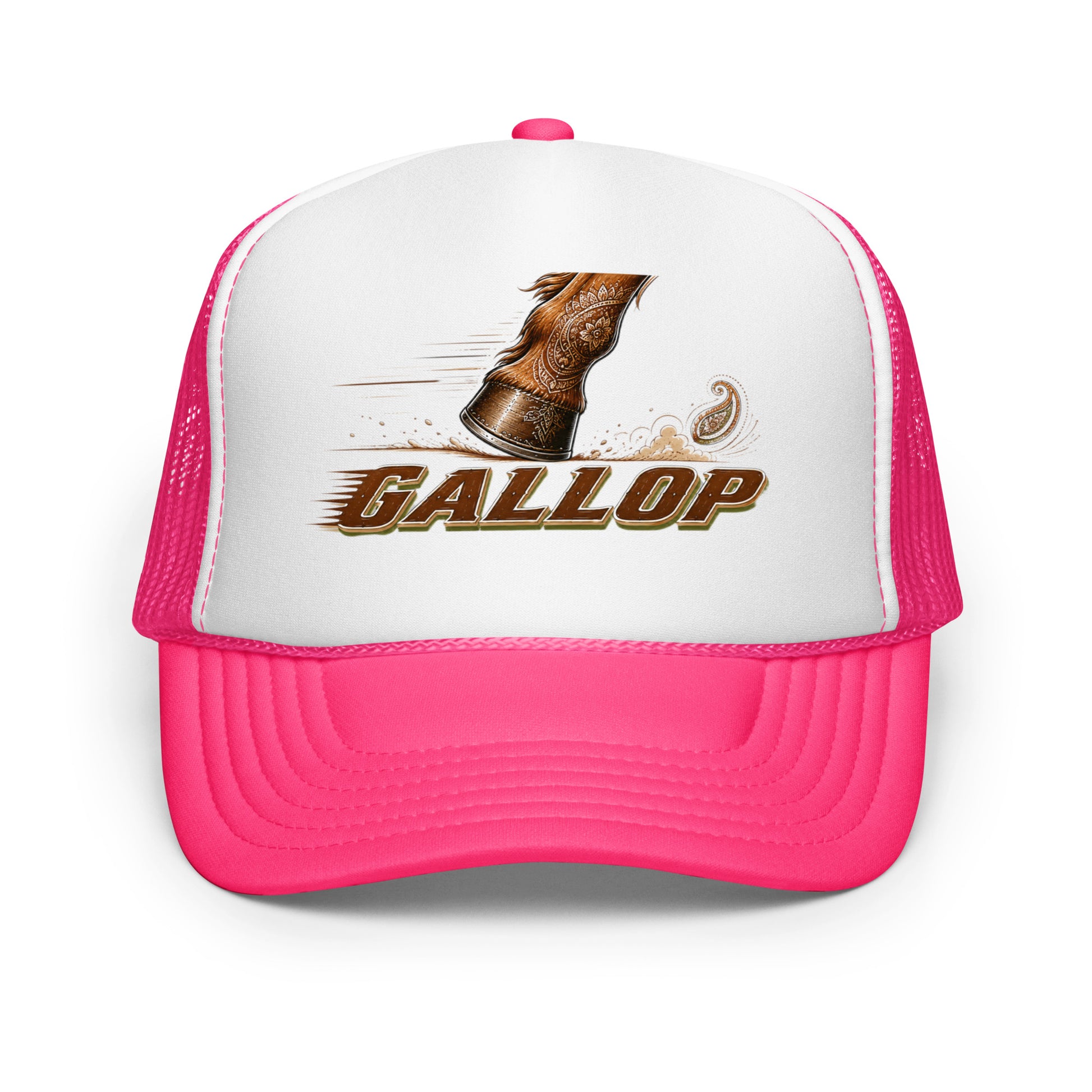 Horse Lovers Foam Trucker Hat Gallop – Majestic Hoof & Dynamic Motion Graphic Cap by printfluence.net