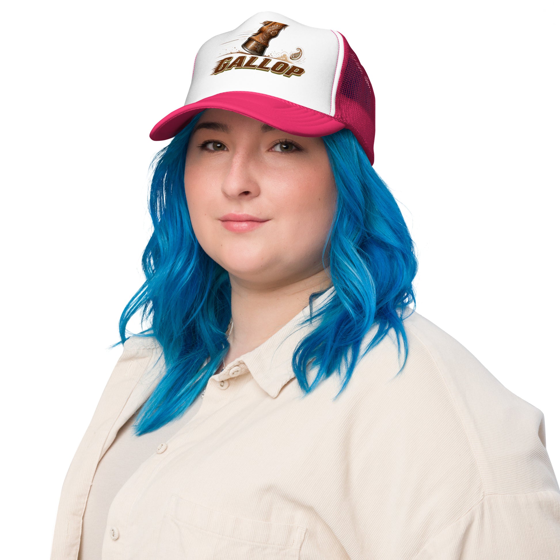 Horse Lovers Foam Trucker Hat Gallop – Majestic Hoof & Dynamic Motion Graphic Cap by printfluence.net