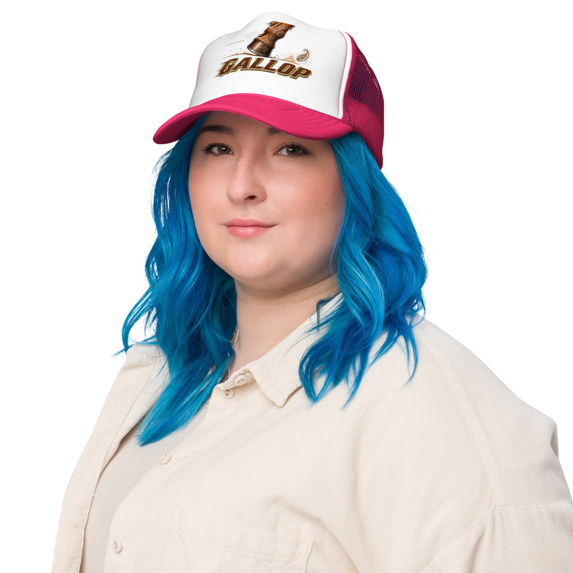 Horse Lovers Foam Trucker Hat Gallop – Majestic Hoof & Dynamic Motion Graphic Cap by printfluence.net