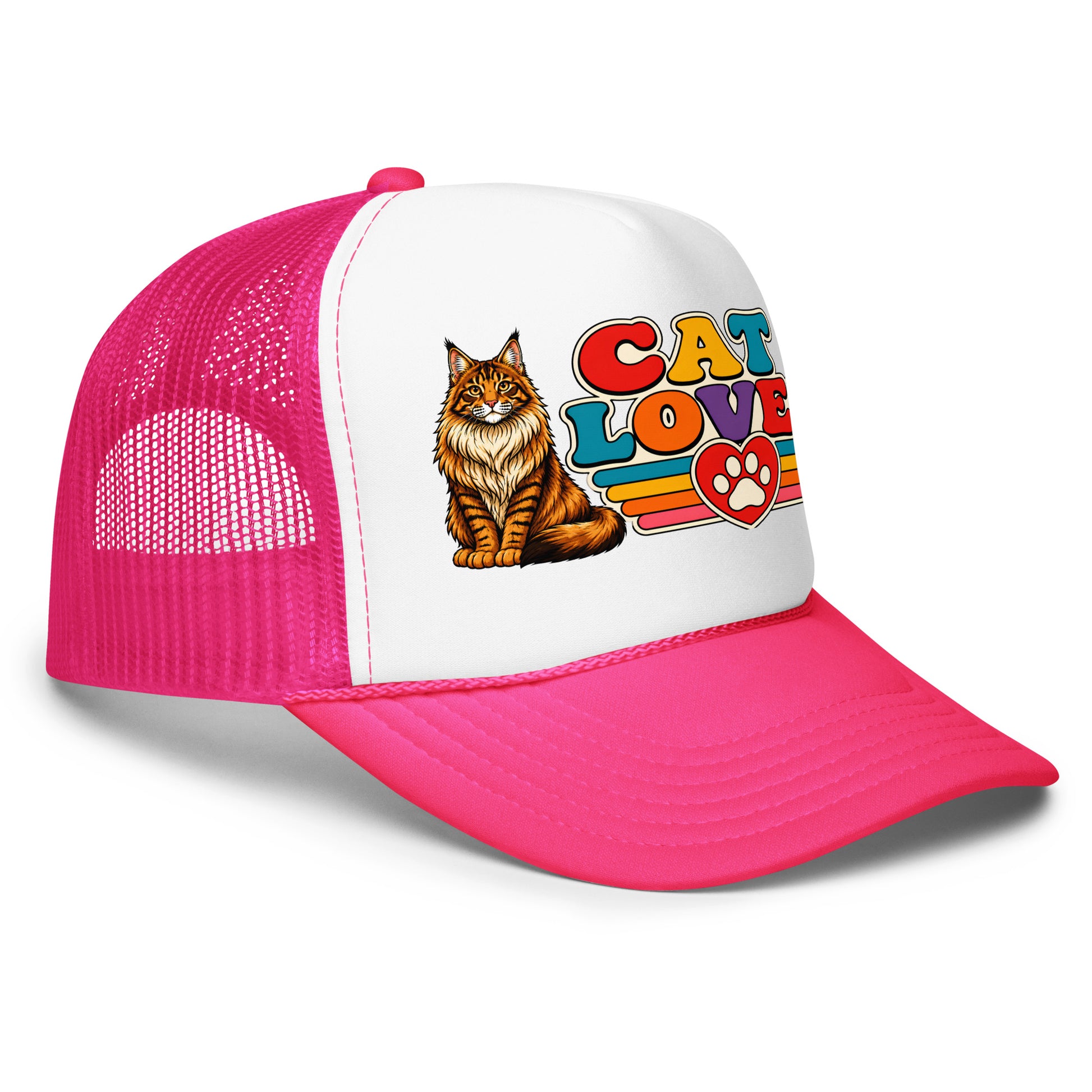 Retro Cat Lover Maine Coon | Foam Trucker Hat for Cat Lovers by printfluence.net