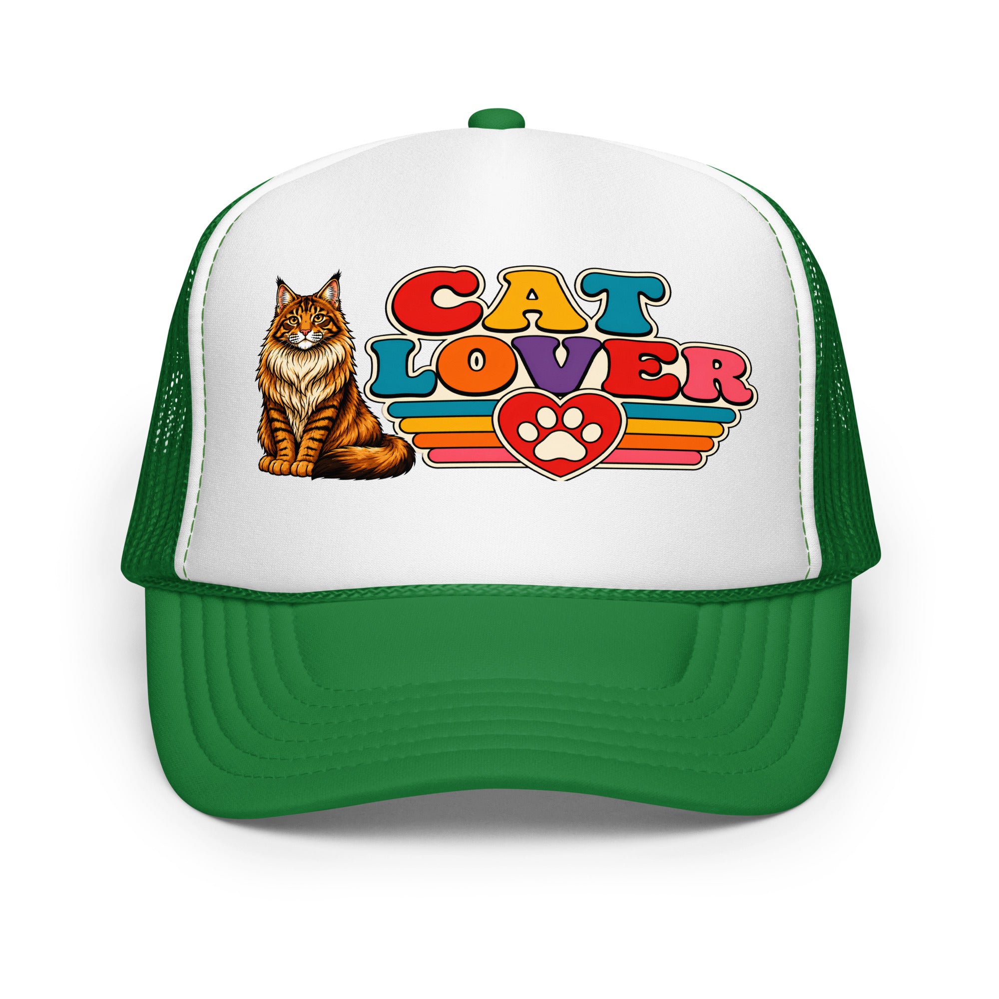 Retro Cat Lover Maine Coon | Foam Trucker Hat for Cat Lovers by printfluence.net