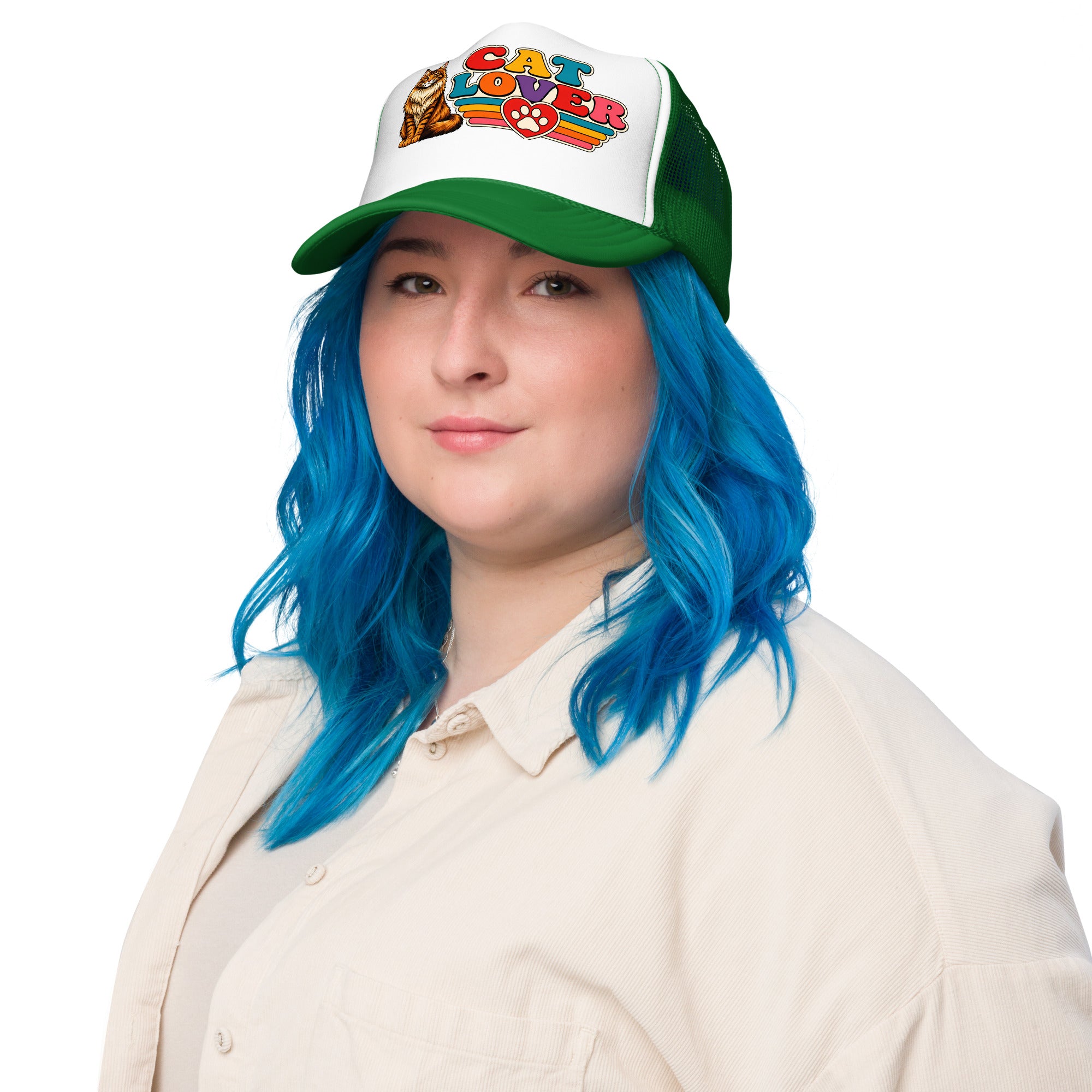 Retro Cat Lover Maine Coon | Foam Trucker Hat for Cat Lovers by printfluence.net