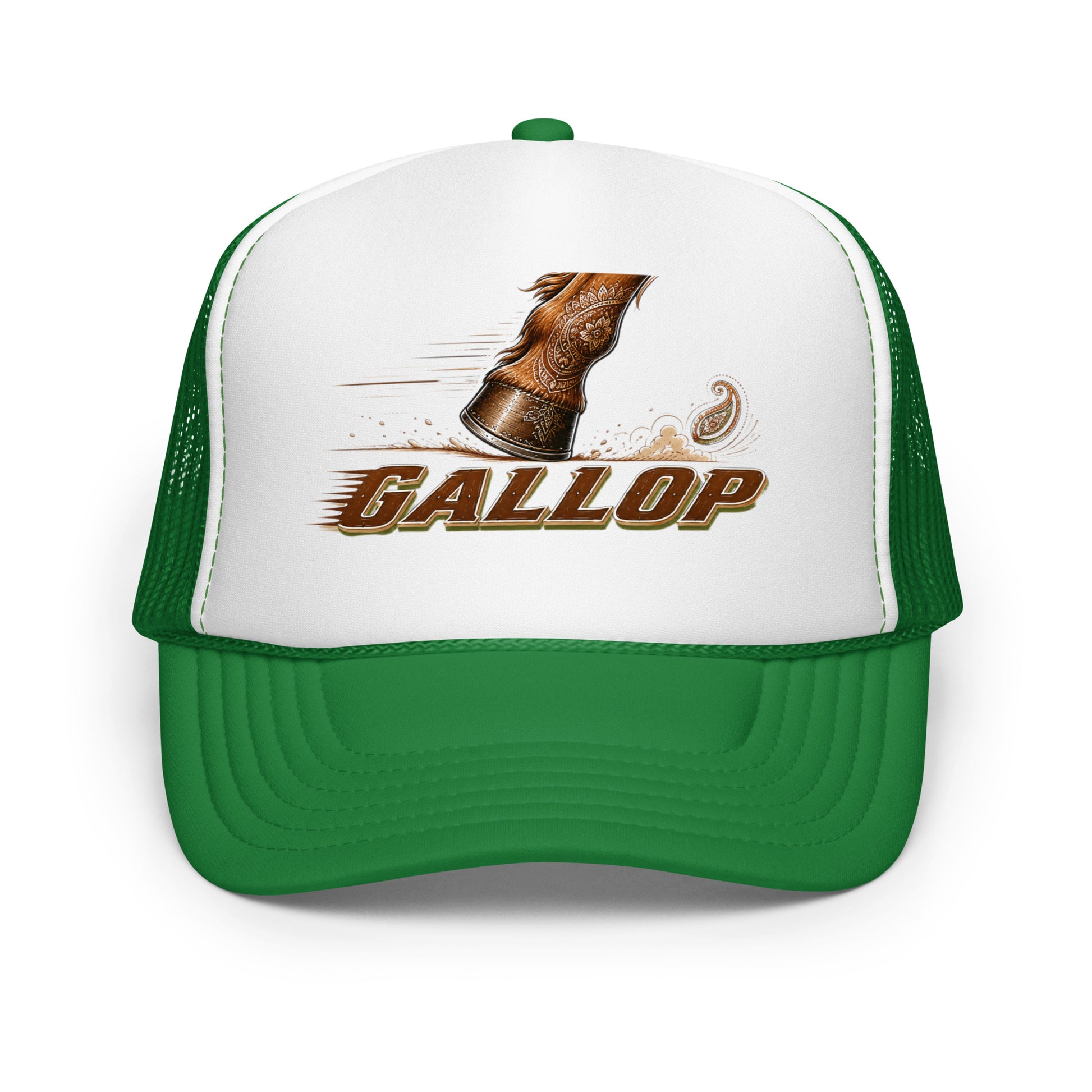 Horse Lovers Foam Trucker Hat Gallop – Majestic Hoof & Dynamic Motion Graphic Cap by printfluence.net