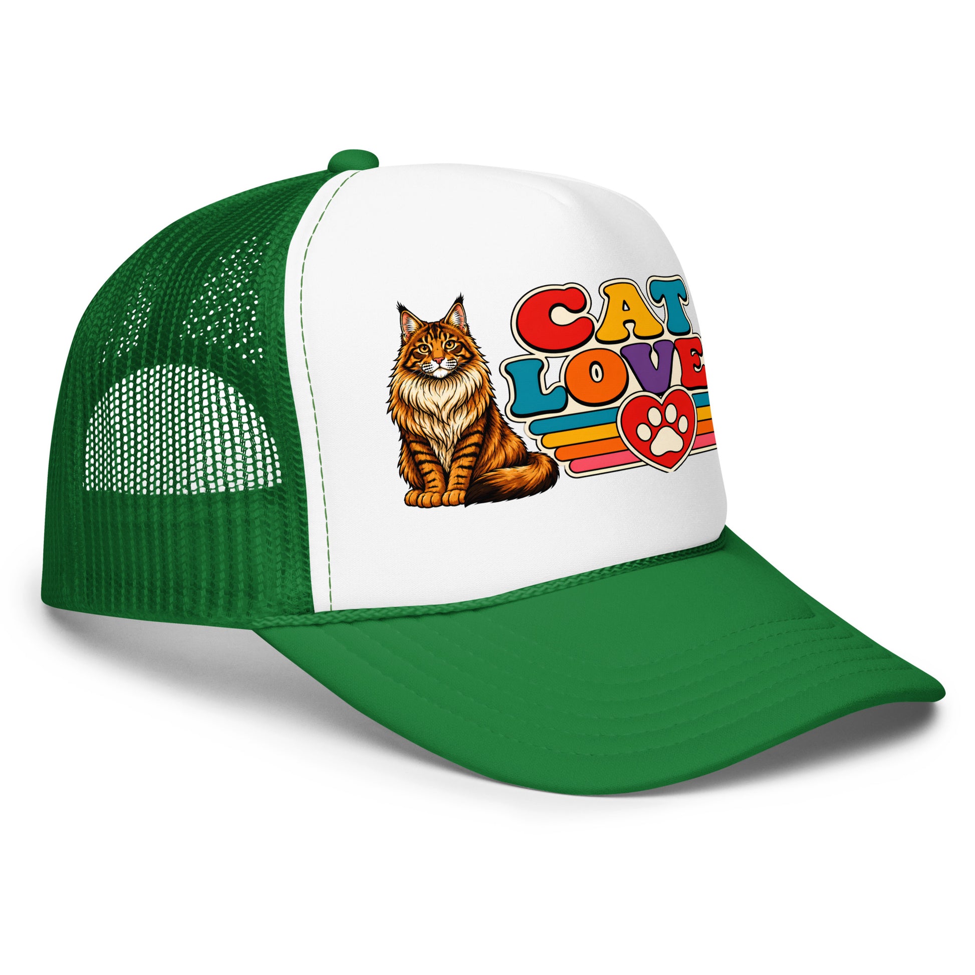 Retro Cat Lover Maine Coon | Foam Trucker Hat for Cat Lovers by printfluence.net