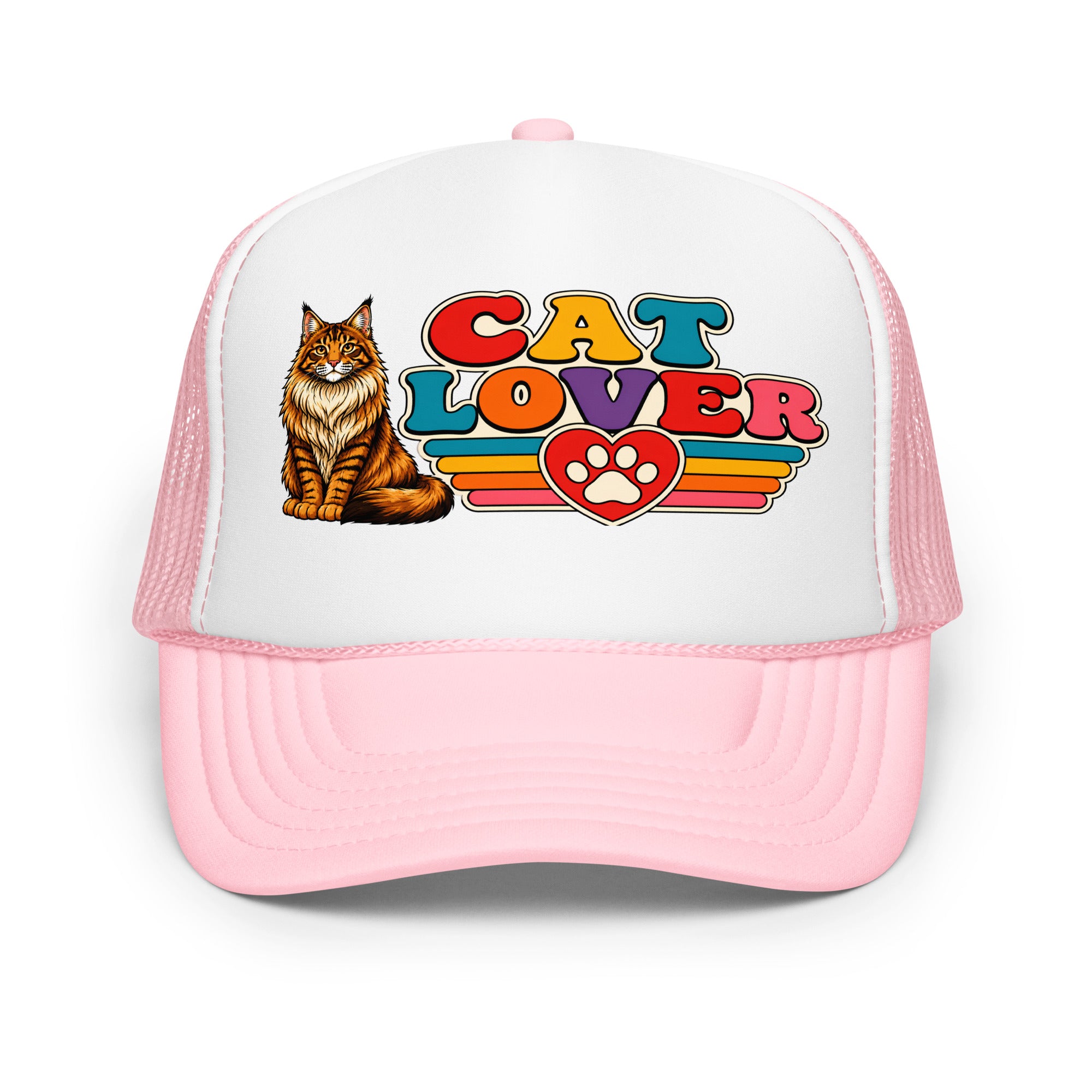 Retro Cat Lover Maine Coon | Foam Trucker Hat for Cat Lovers by printfluence.net