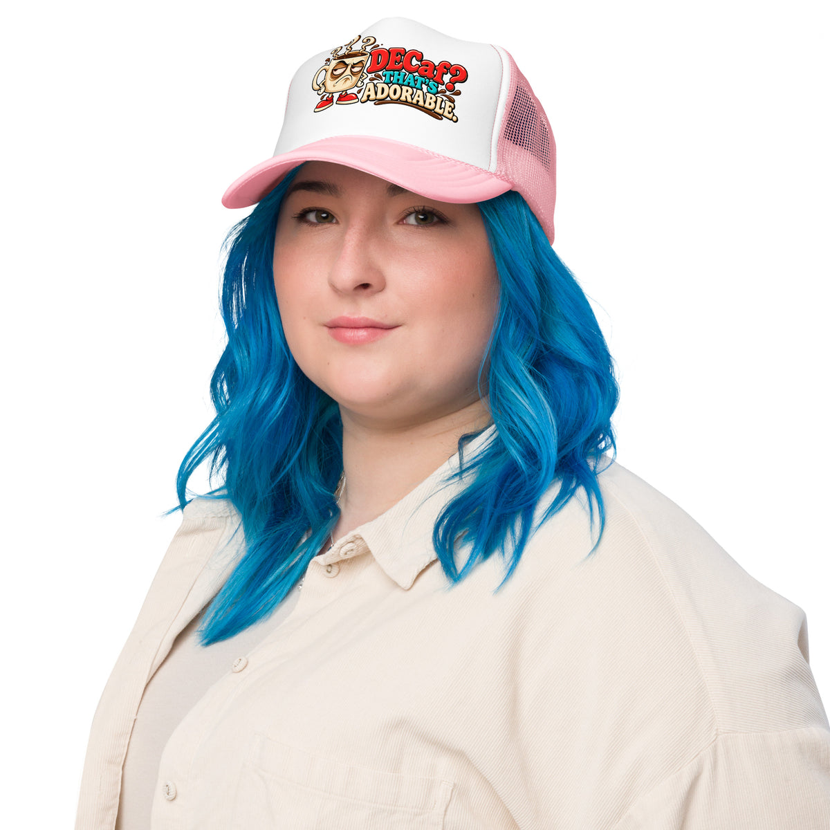 Coffee Lovers | Foam Trucker Hat — DECaf? THAT'S ADORABLE. by printfluence