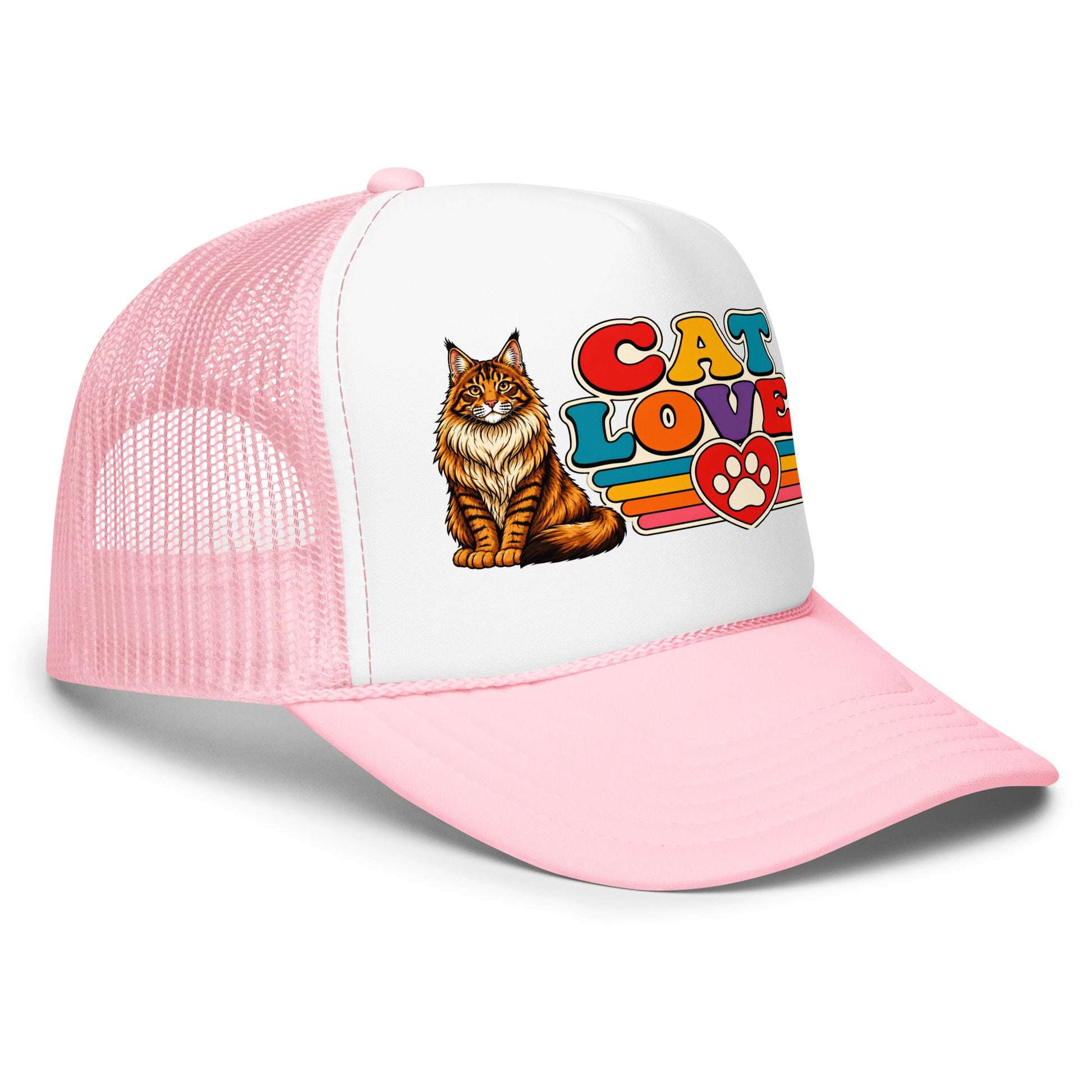 Retro Cat Lover Maine Coon | Foam Trucker Hat for Cat Lovers by printfluence.net