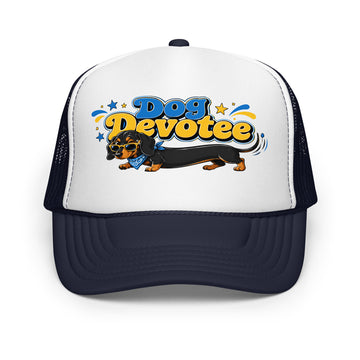 Dachshund Dog Devotee Foam Trucker Hat - Cool Wiener Dog Lover Graphic Mesh Cap by printfluence.net