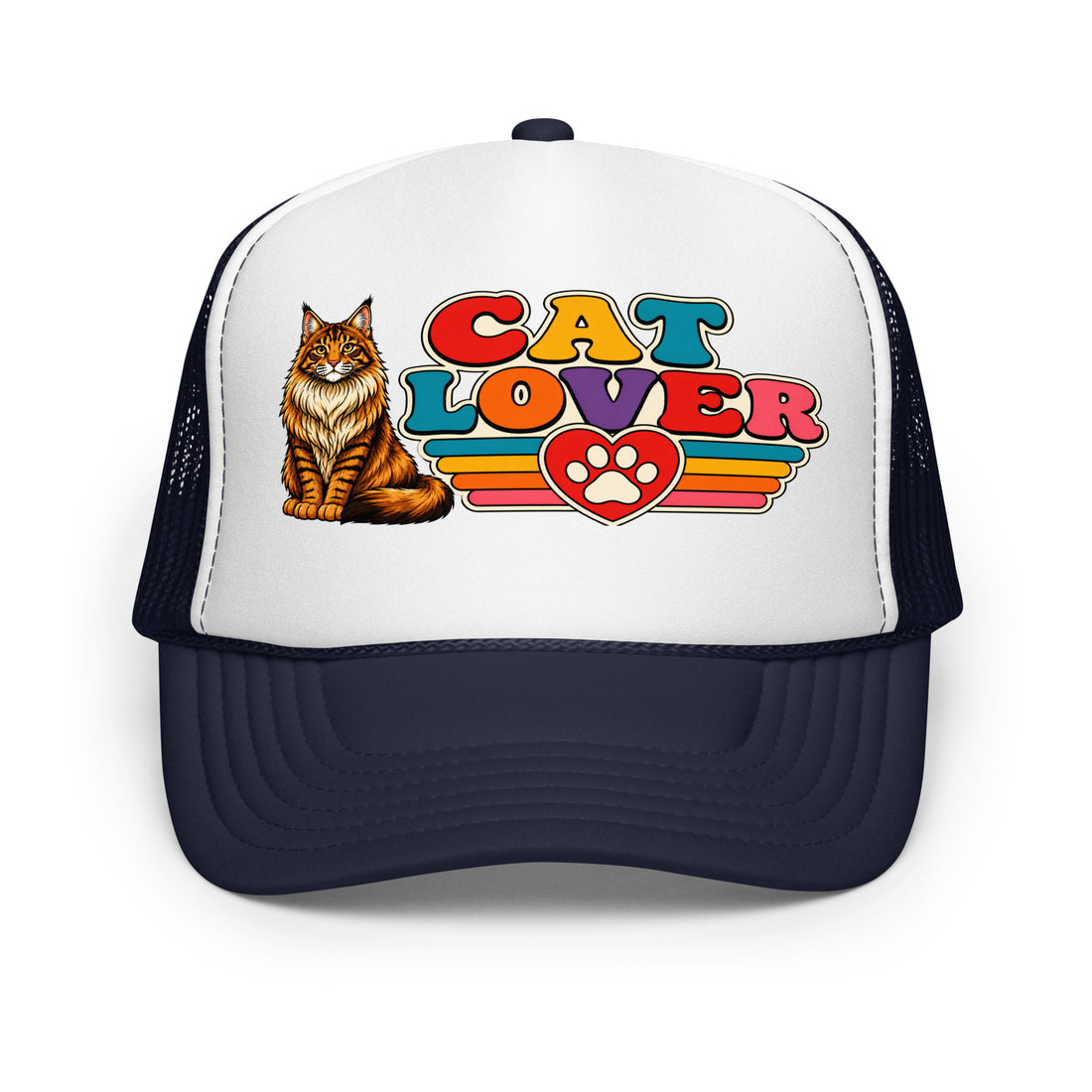Retro Cat Lover Maine Coon | Foam Trucker Hat for Cat Lovers by printfluence.net