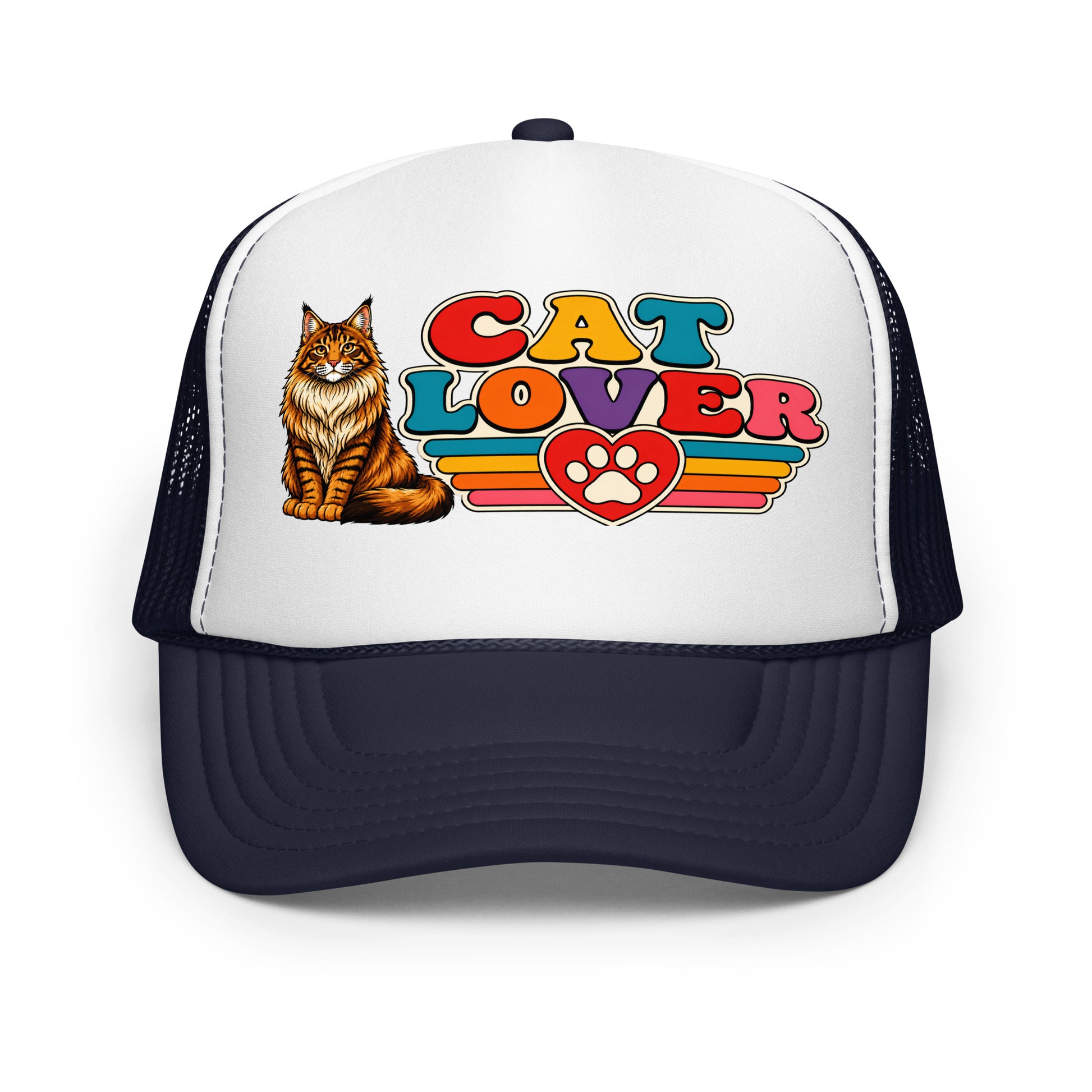 Retro Cat Lover Maine Coon | Foam Trucker Hat for Cat Lovers by printfluence.net