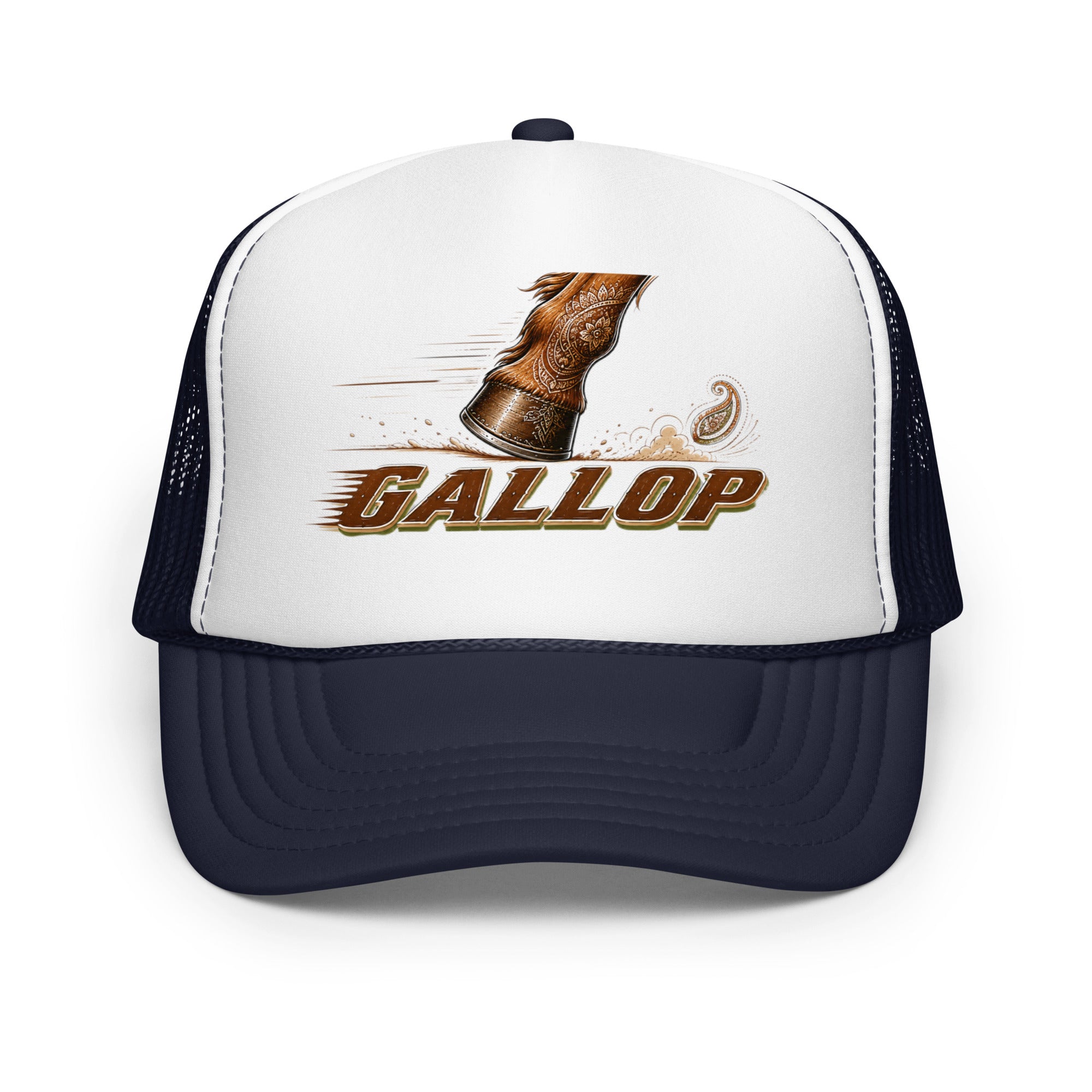 Horse Lovers Foam Trucker Hat Gallop – Majestic Hoof & Dynamic Motion Graphic Cap by printfluence.net