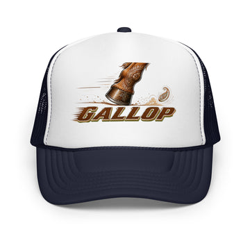Horse Lovers Foam Trucker Hat Gallop – Majestic Hoof & Dynamic Motion Graphic Cap by printfluence.net