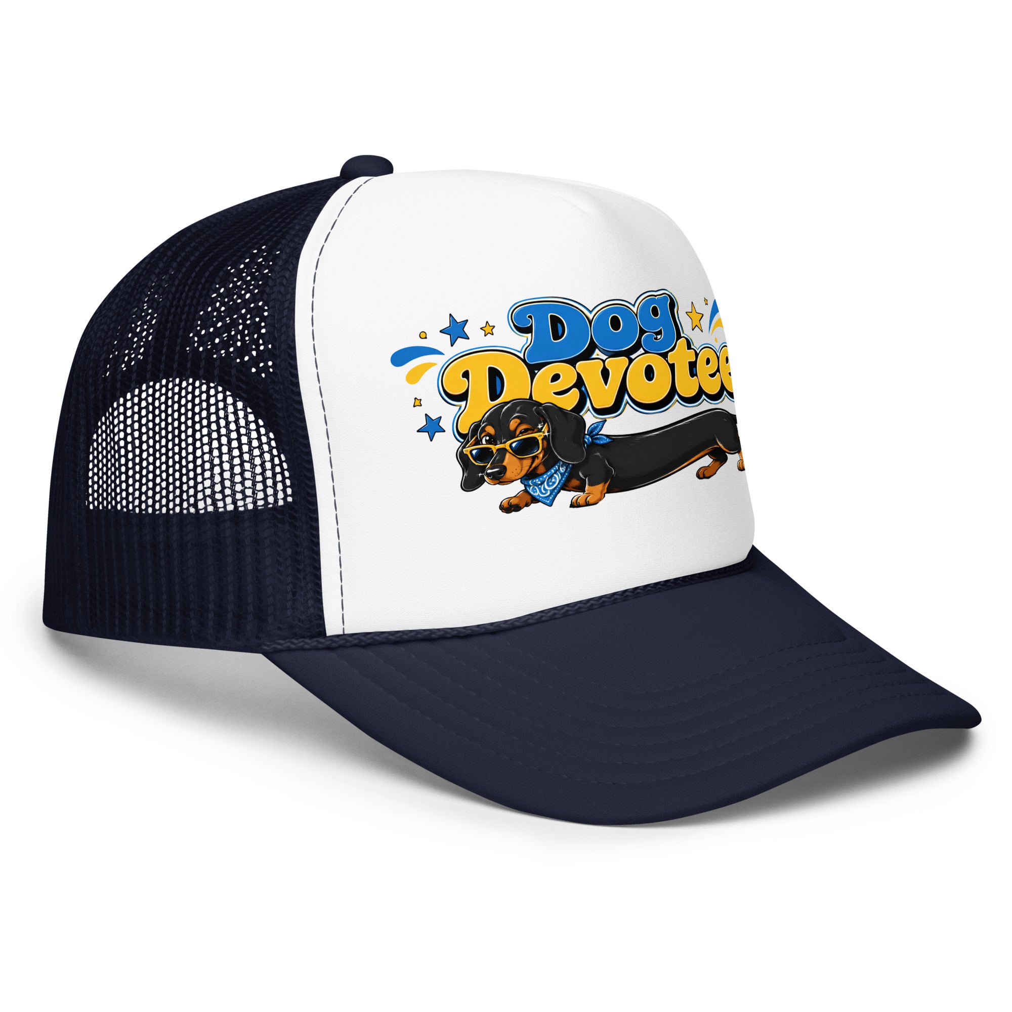 Dachshund Dog Devotee Foam Trucker Hat - Cool Wiener Dog Lover Graphic Mesh Cap by printfluence.net