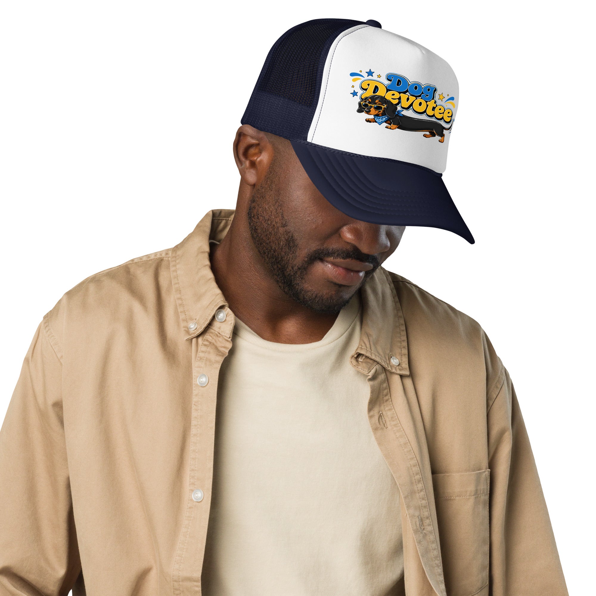 Dachshund Dog Devotee Foam Trucker Hat - Cool Wiener Dog Lover Graphic Mesh Cap by printfluence.net