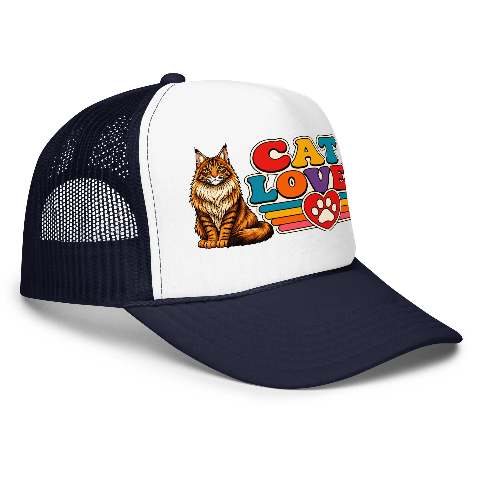 Retro Cat Lover Maine Coon | Foam Trucker Hat for Cat Lovers by printfluence.net