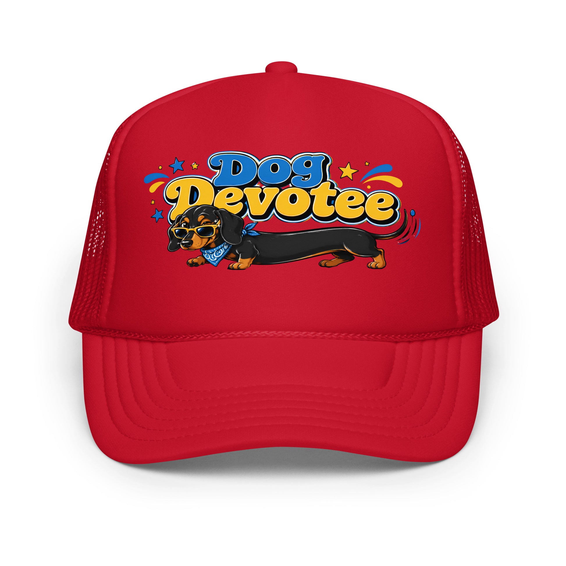 Dachshund Dog Devotee Foam Trucker Hat - Cool Wiener Dog Lover Graphic Mesh Cap by printfluence.net
