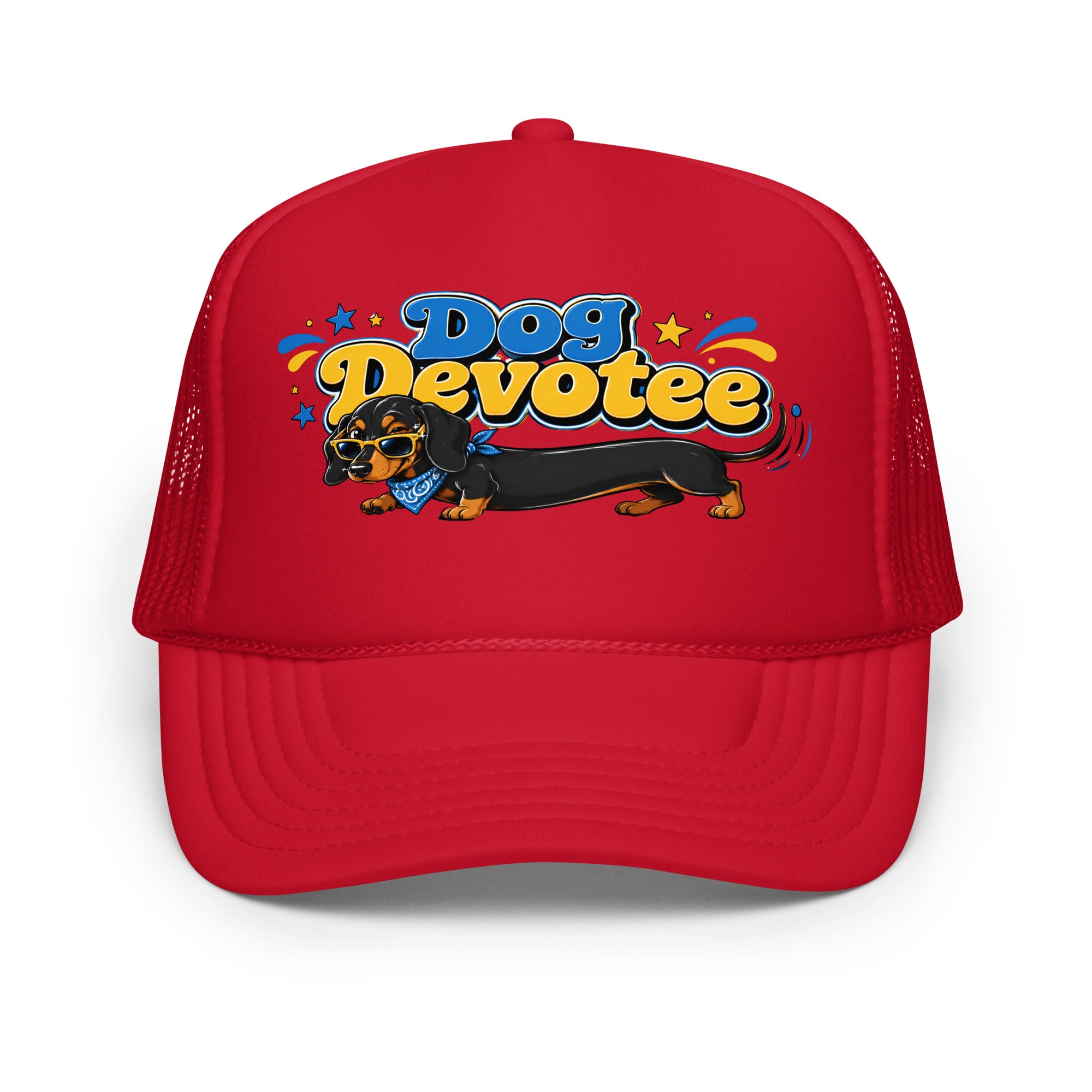 Dachshund Dog Devotee Foam Trucker Hat - Cool Wiener Dog Lover Graphic Mesh Cap by printfluence.net