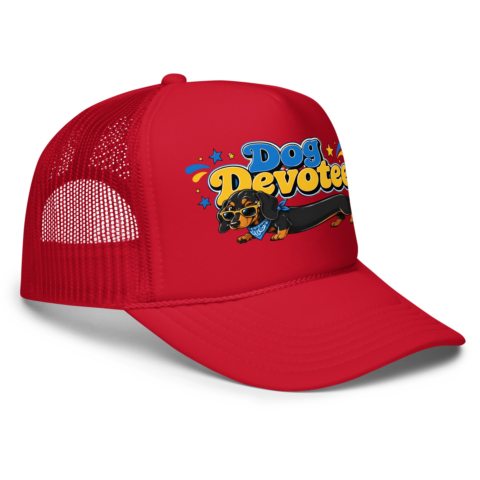 Dachshund Dog Devotee Foam Trucker Hat - Cool Wiener Dog Lover Graphic Mesh Cap by printfluence.net
