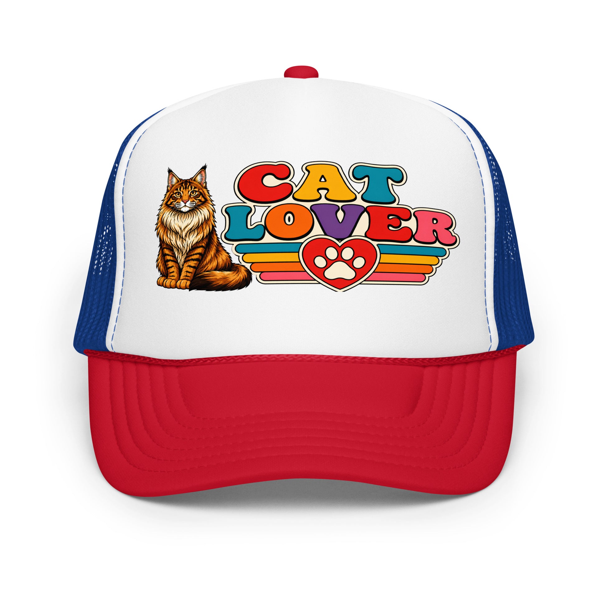 Retro Cat Lover Maine Coon | Foam Trucker Hat for Cat Lovers by printfluence.net