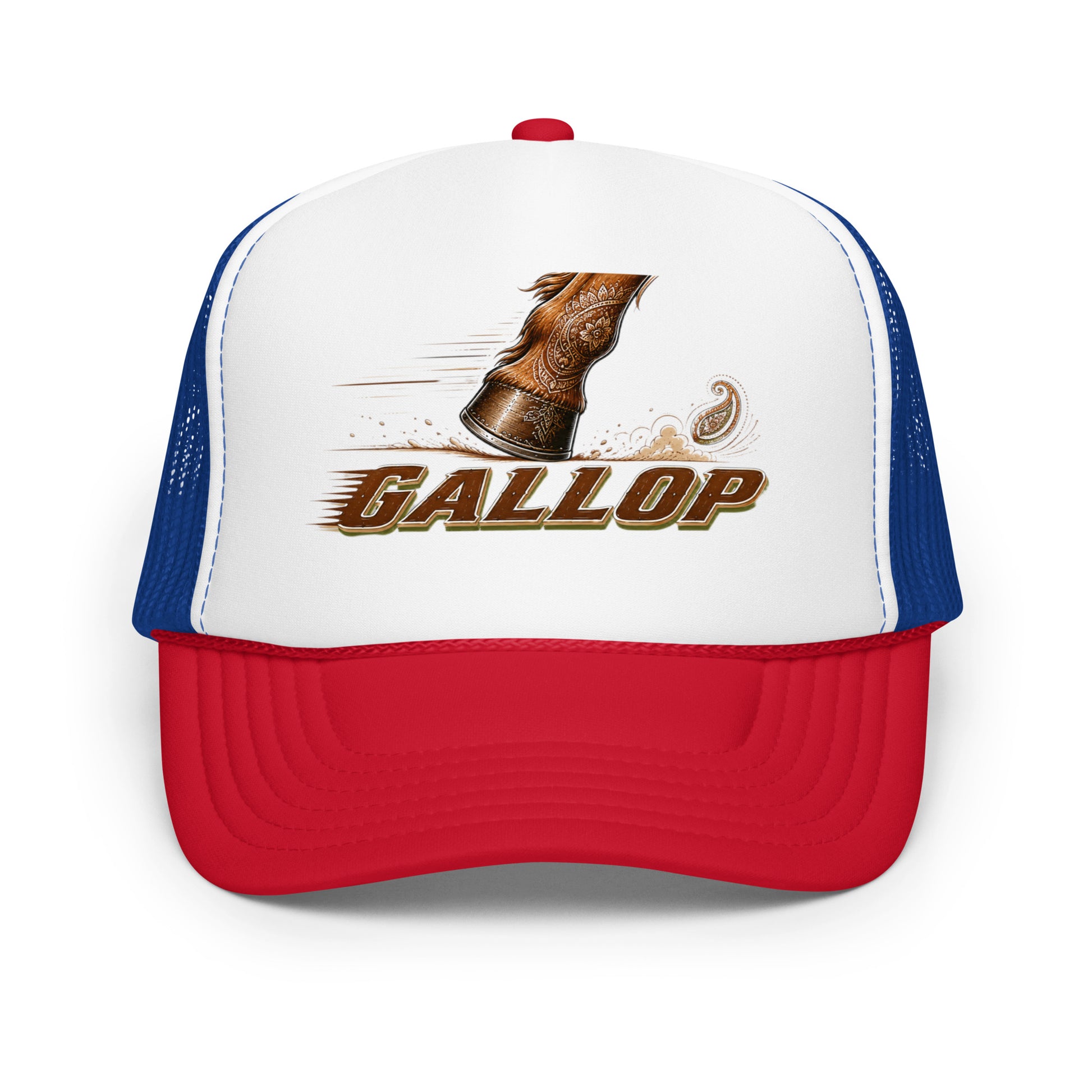 Horse Lovers Foam Trucker Hat Gallop – Majestic Hoof & Dynamic Motion Graphic Cap by printfluence.net