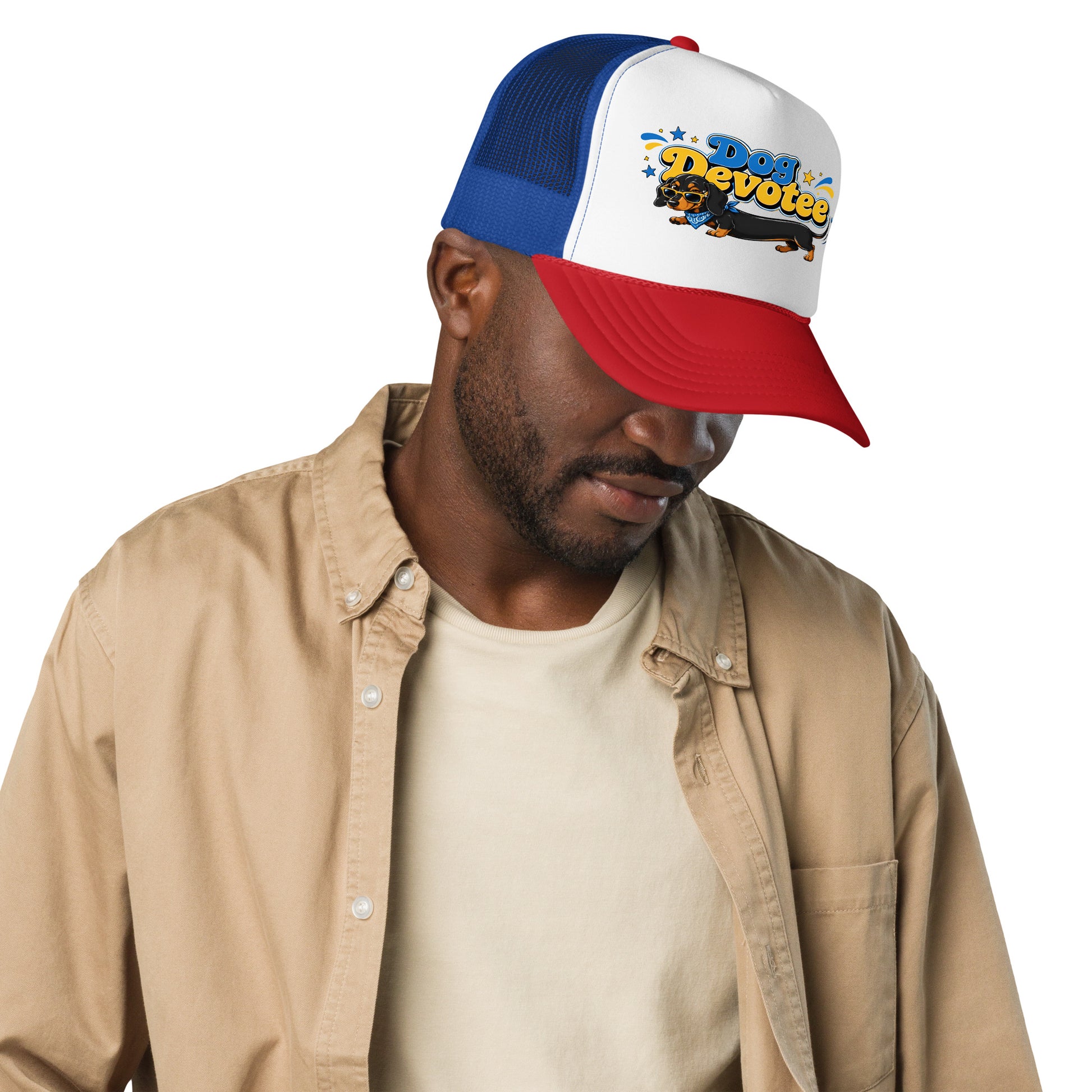Dachshund Dog Devotee Foam Trucker Hat - Cool Wiener Dog Lover Graphic Mesh Cap by printfluence.net