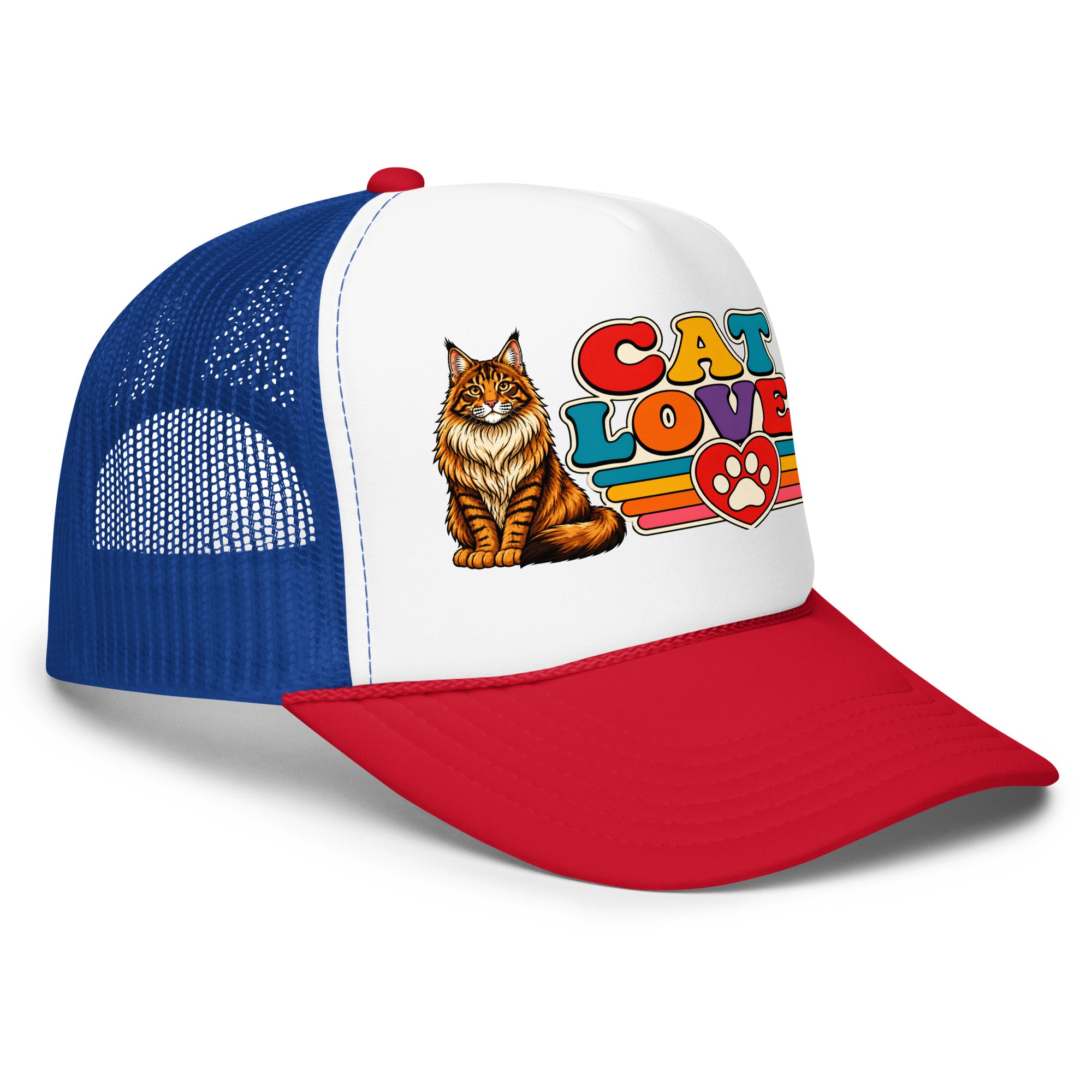 Retro Cat Lover Maine Coon | Foam Trucker Hat for Cat Lovers by printfluence.net