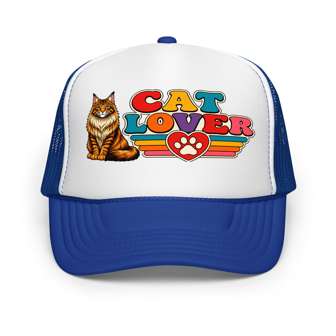 Retro Cat Lover Maine Coon | Foam Trucker Hat for Cat Lovers by printfluence.net