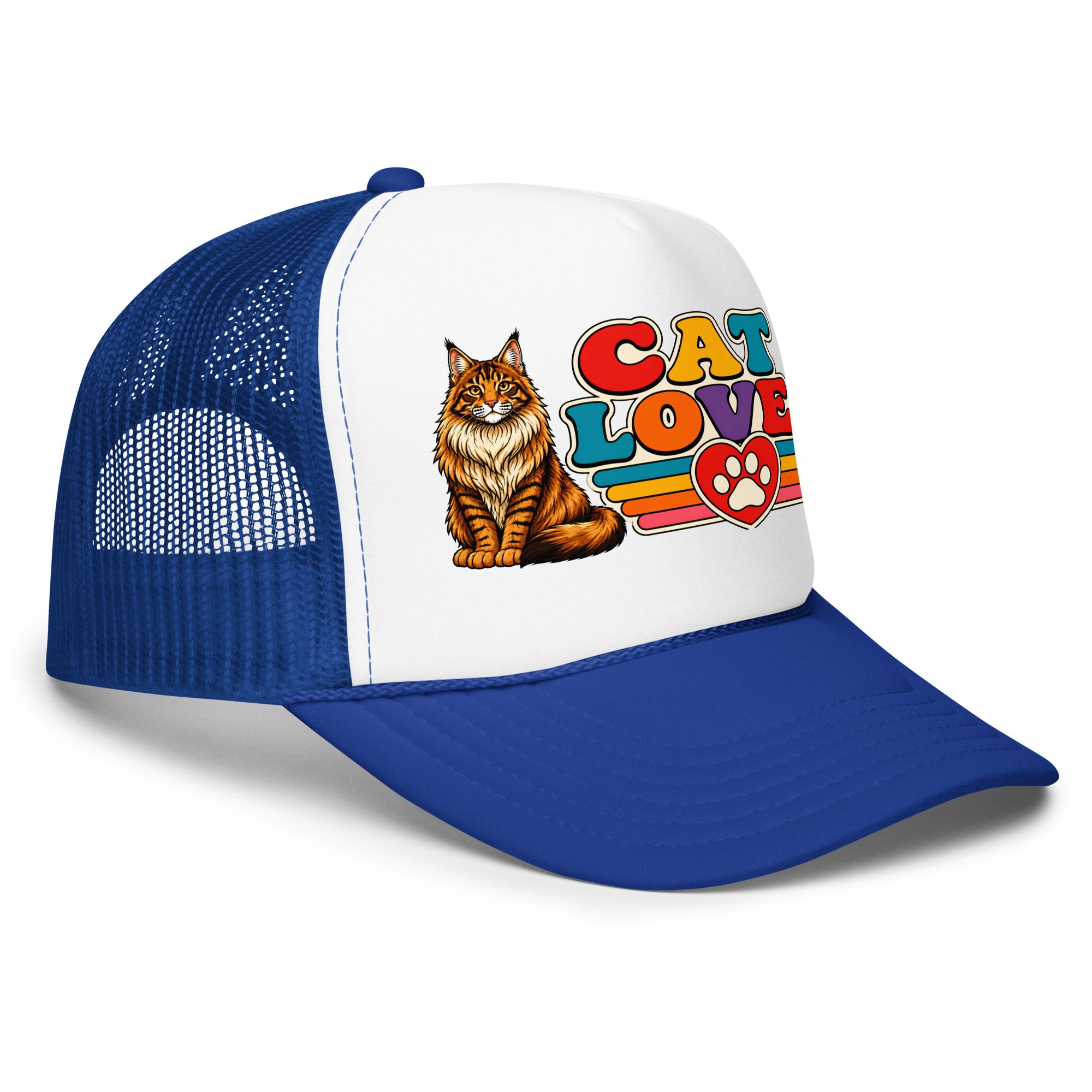 Retro Cat Lover Maine Coon | Foam Trucker Hat for Cat Lovers by printfluence.net