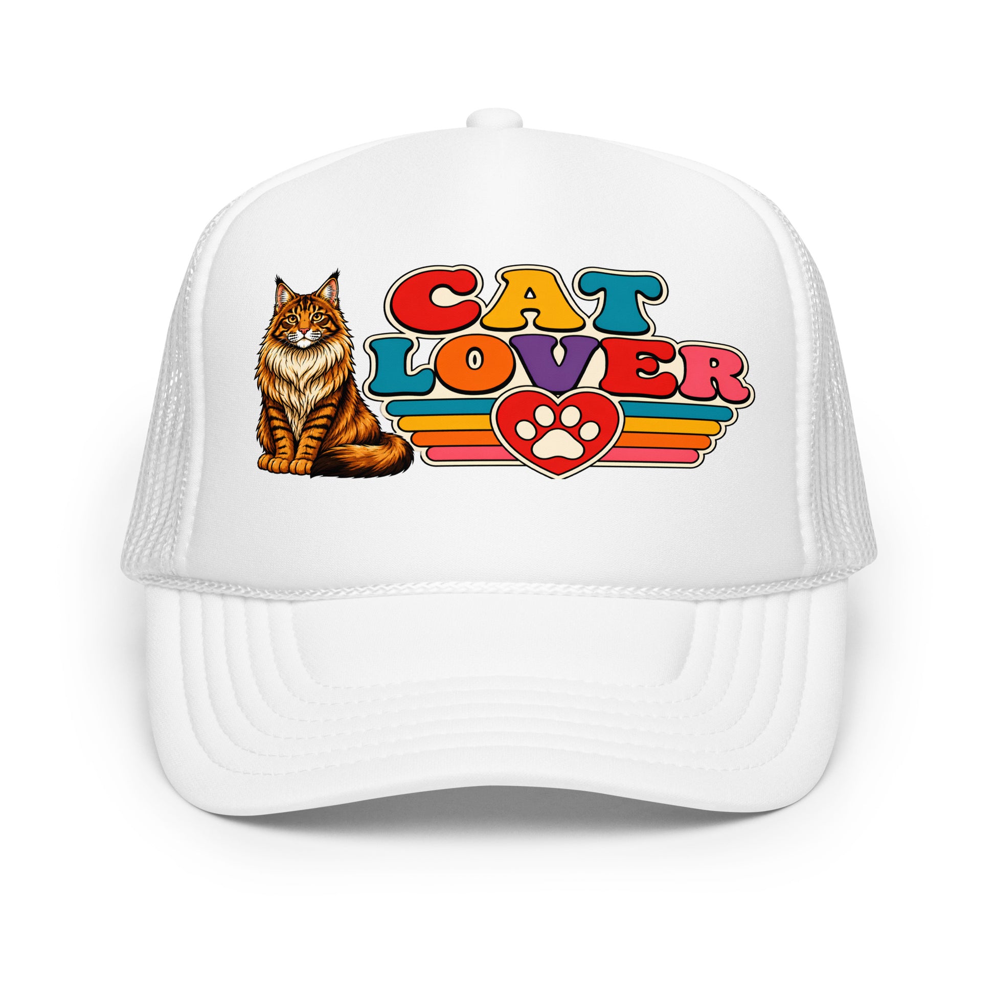 Retro Cat Lover Maine Coon | Foam Trucker Hat for Cat Lovers by printfluence.net