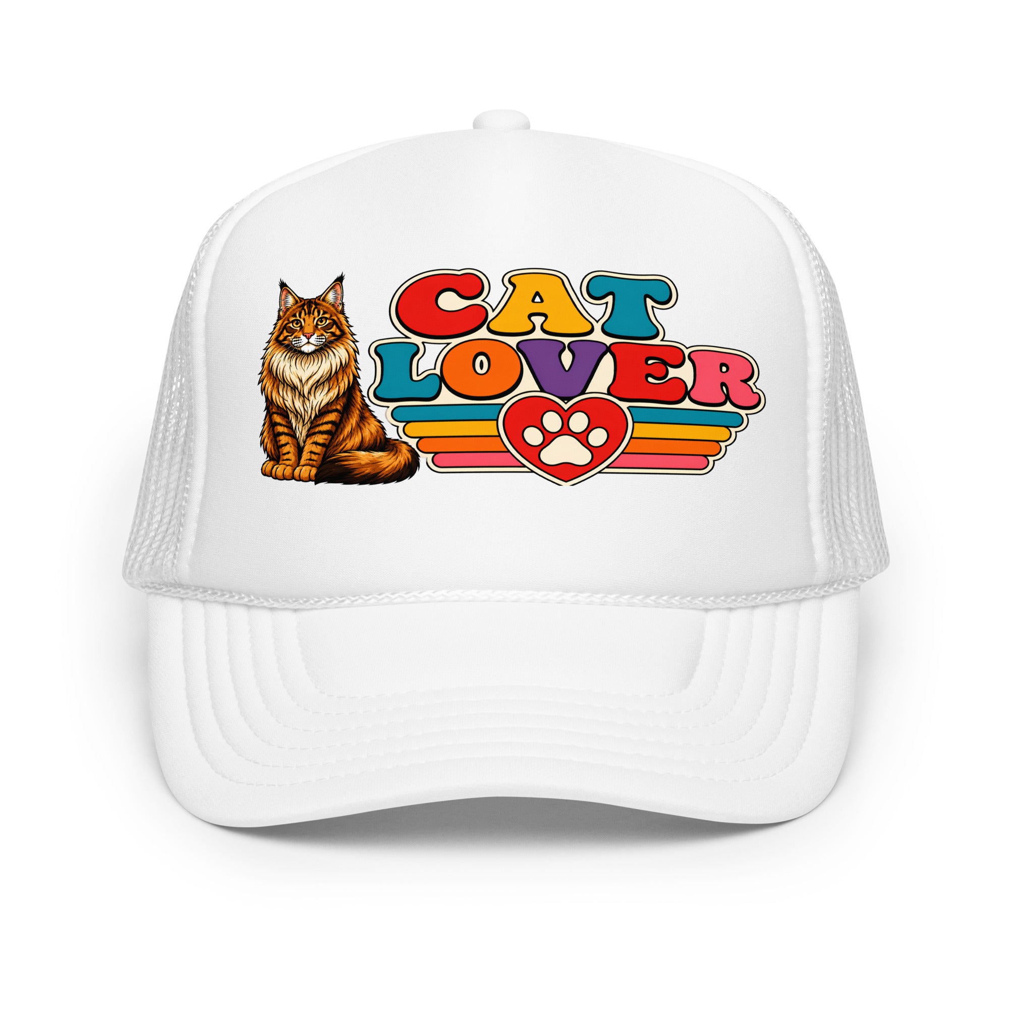 Retro Cat Lover Maine Coon | Foam Trucker Hat for Cat Lovers by printfluence.net