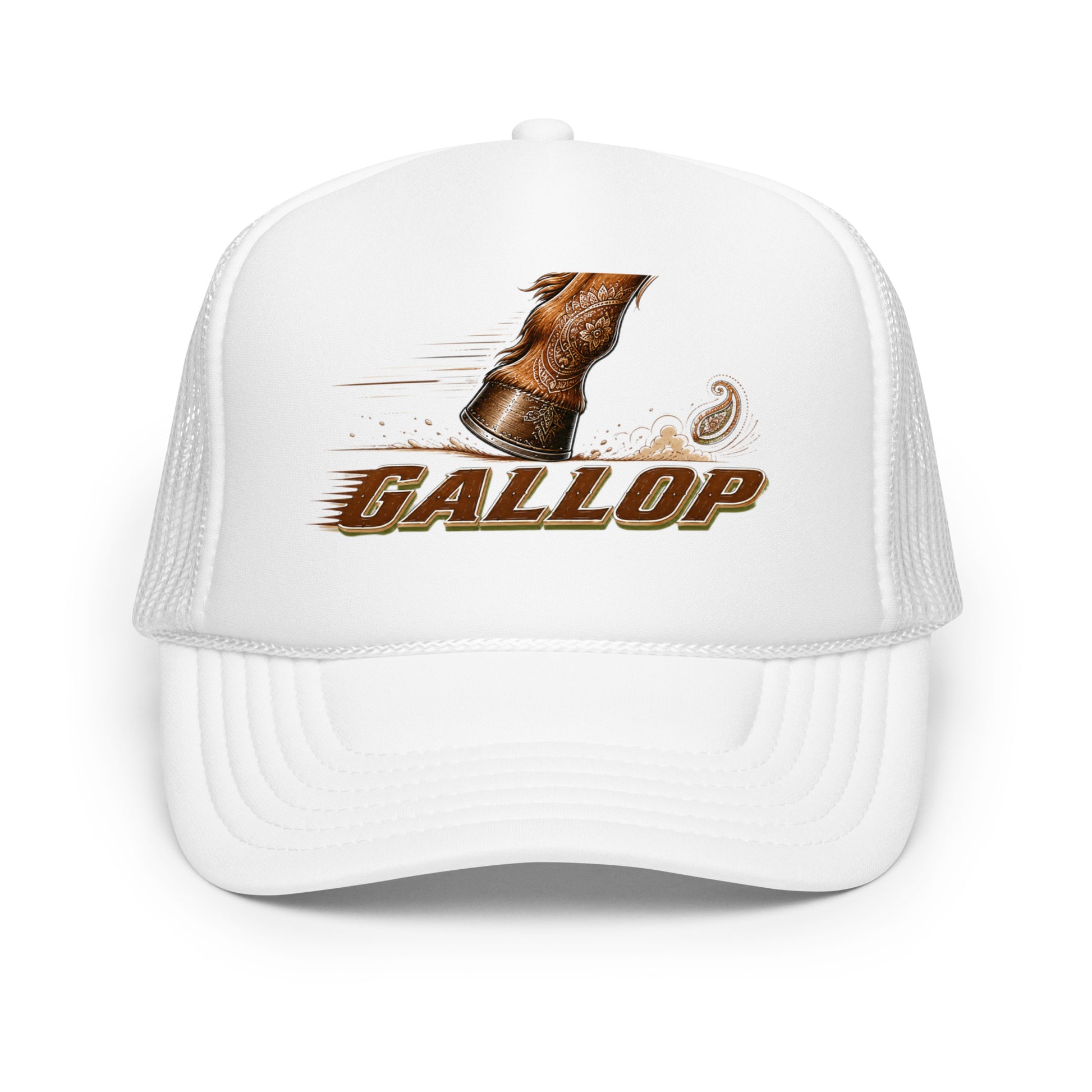 Horse Lovers Foam Trucker Hat Gallop – Majestic Hoof & Dynamic Motion Graphic Cap by printfluence.net